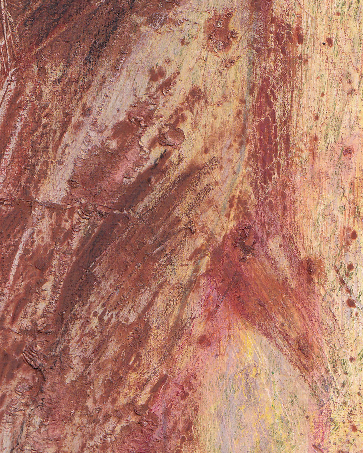 Abstract art with brown, red, and beige colors