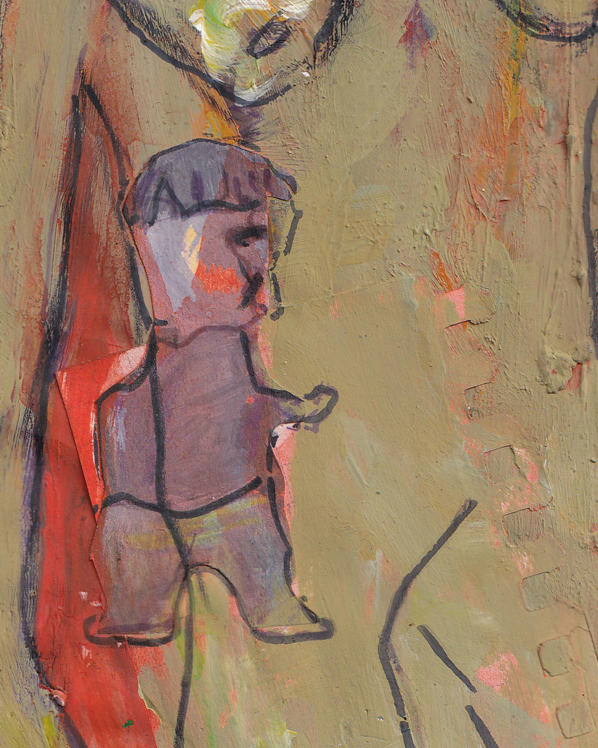 Abstract painting of a figure with a textured background