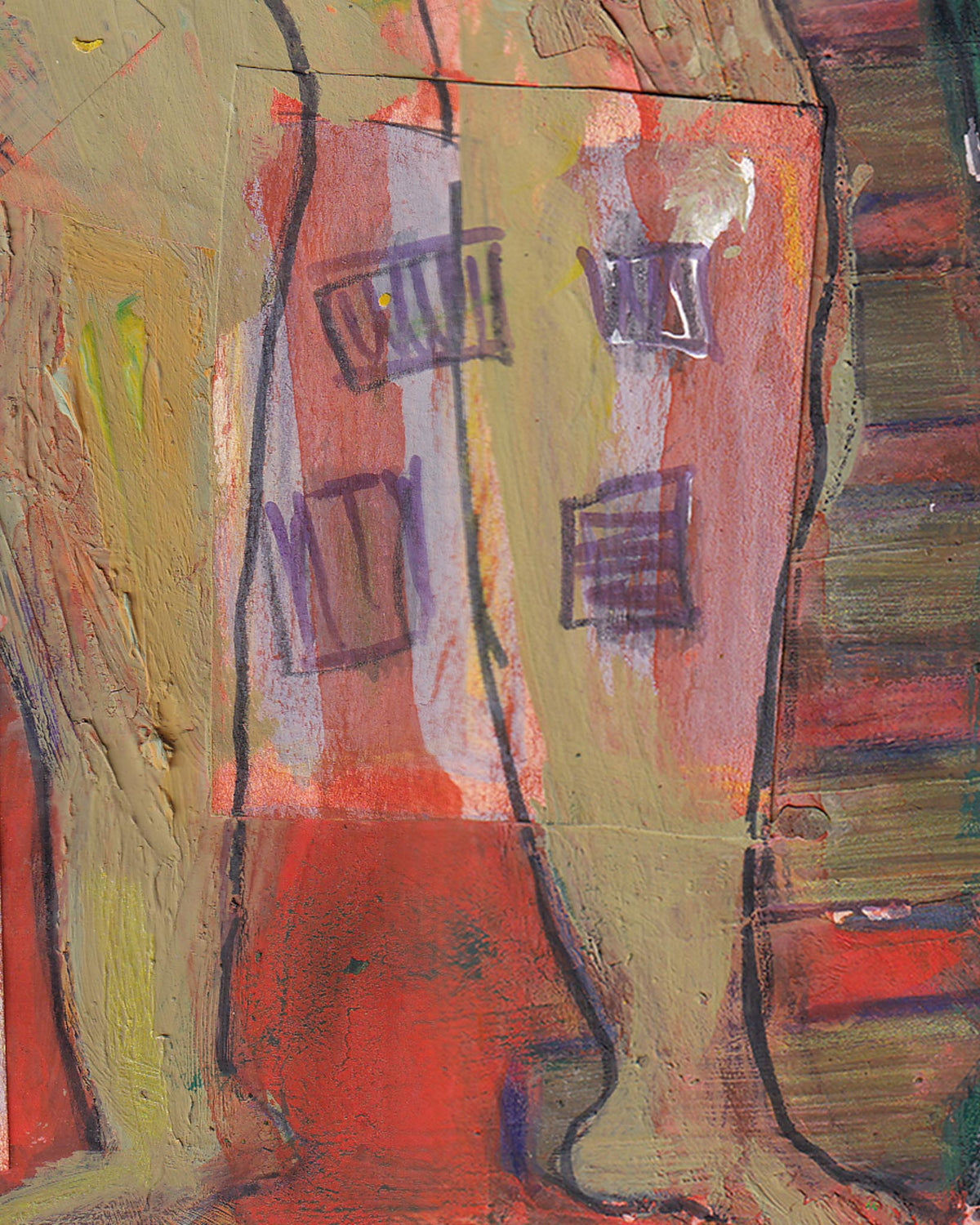 Abstract painting with bold colors and geometric shapes