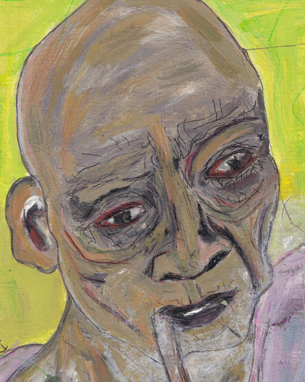 Artistic depiction of a face with a stylized background