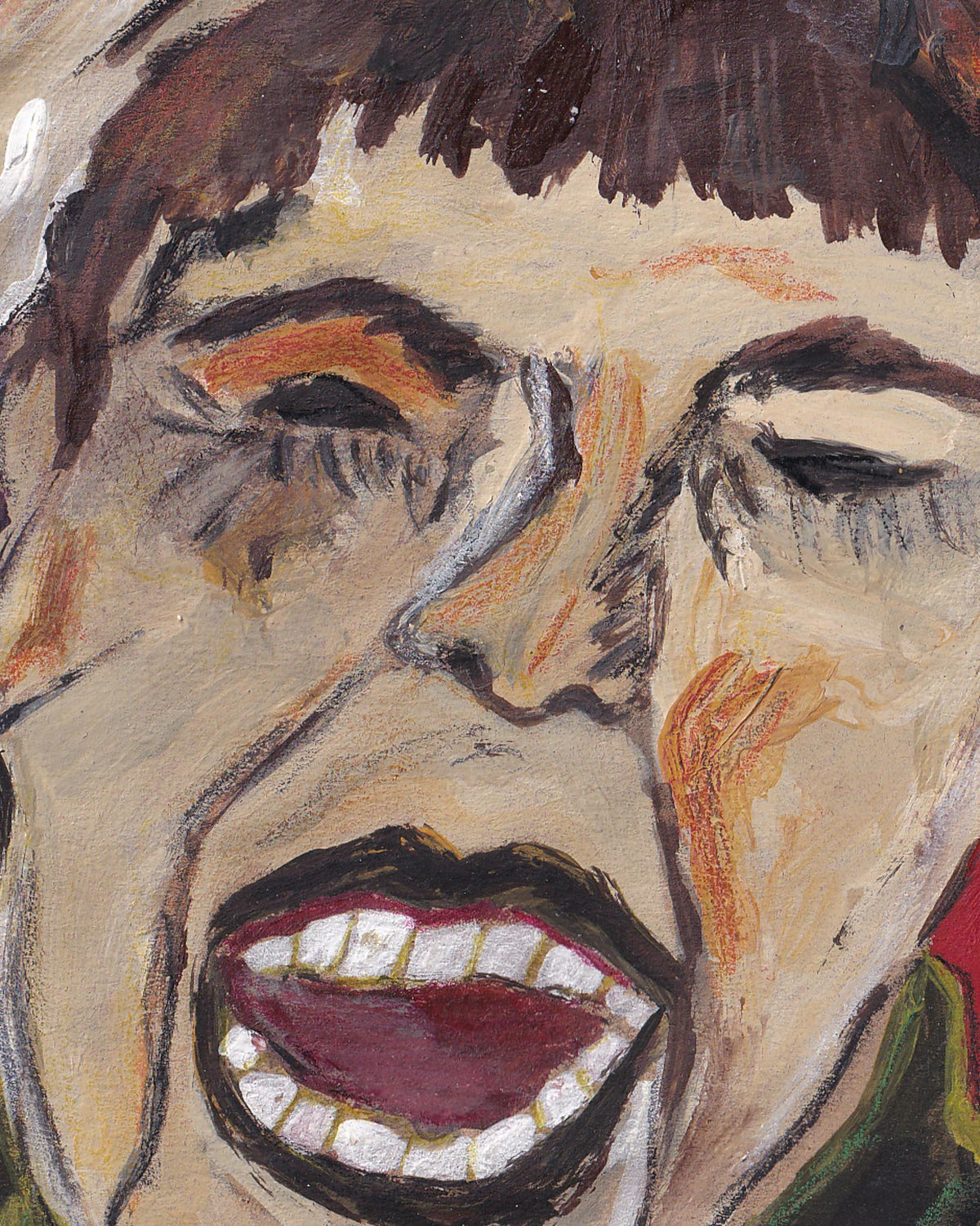 Artistic depiction of a face with a close-up view, using earthy tones.