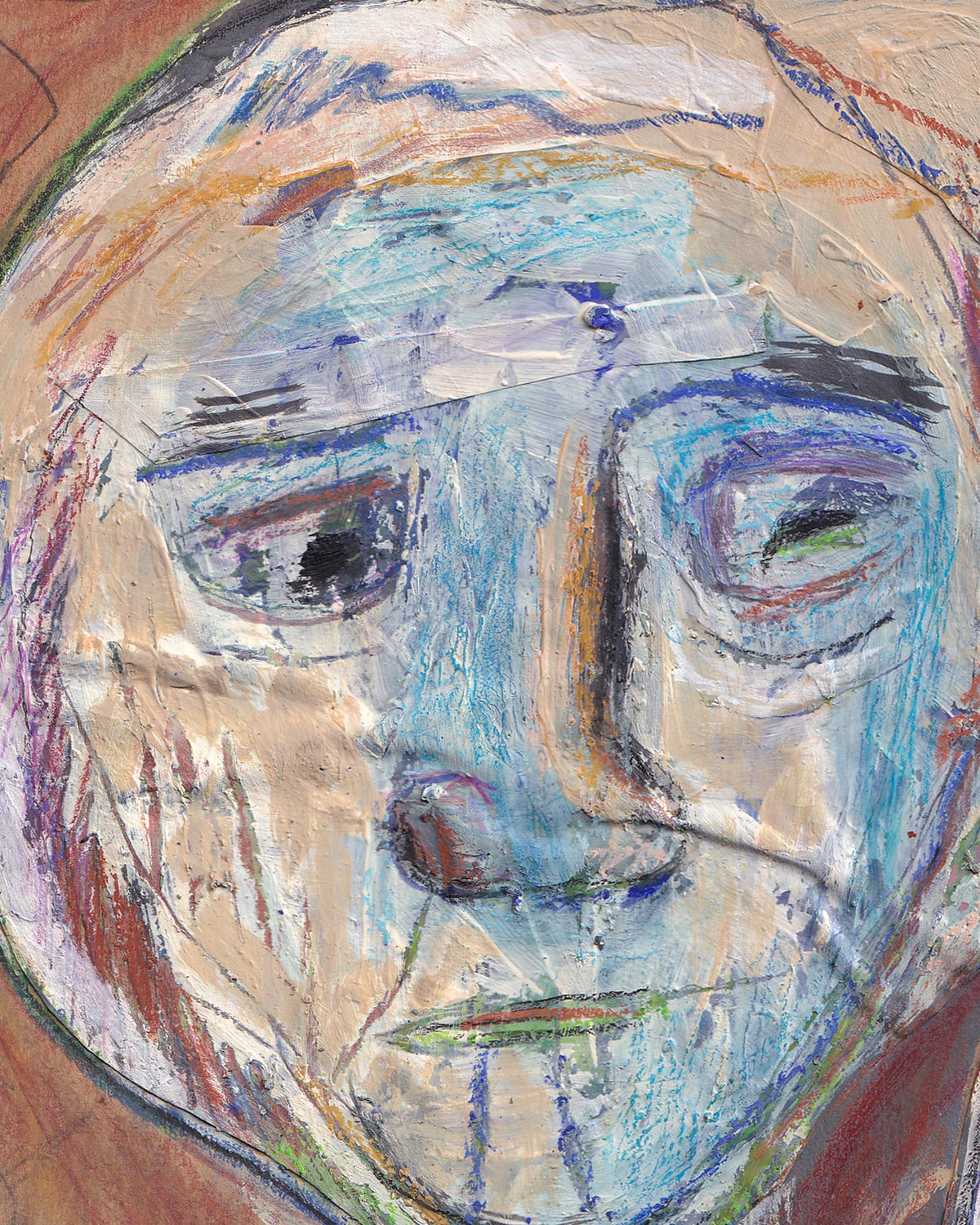 Abstract painting of a face with colorful brush strokes