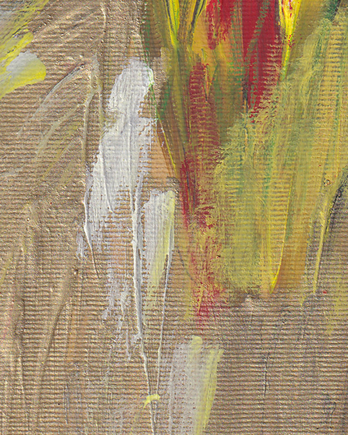 Abstract painting with textured brushstrokes in earthy tones