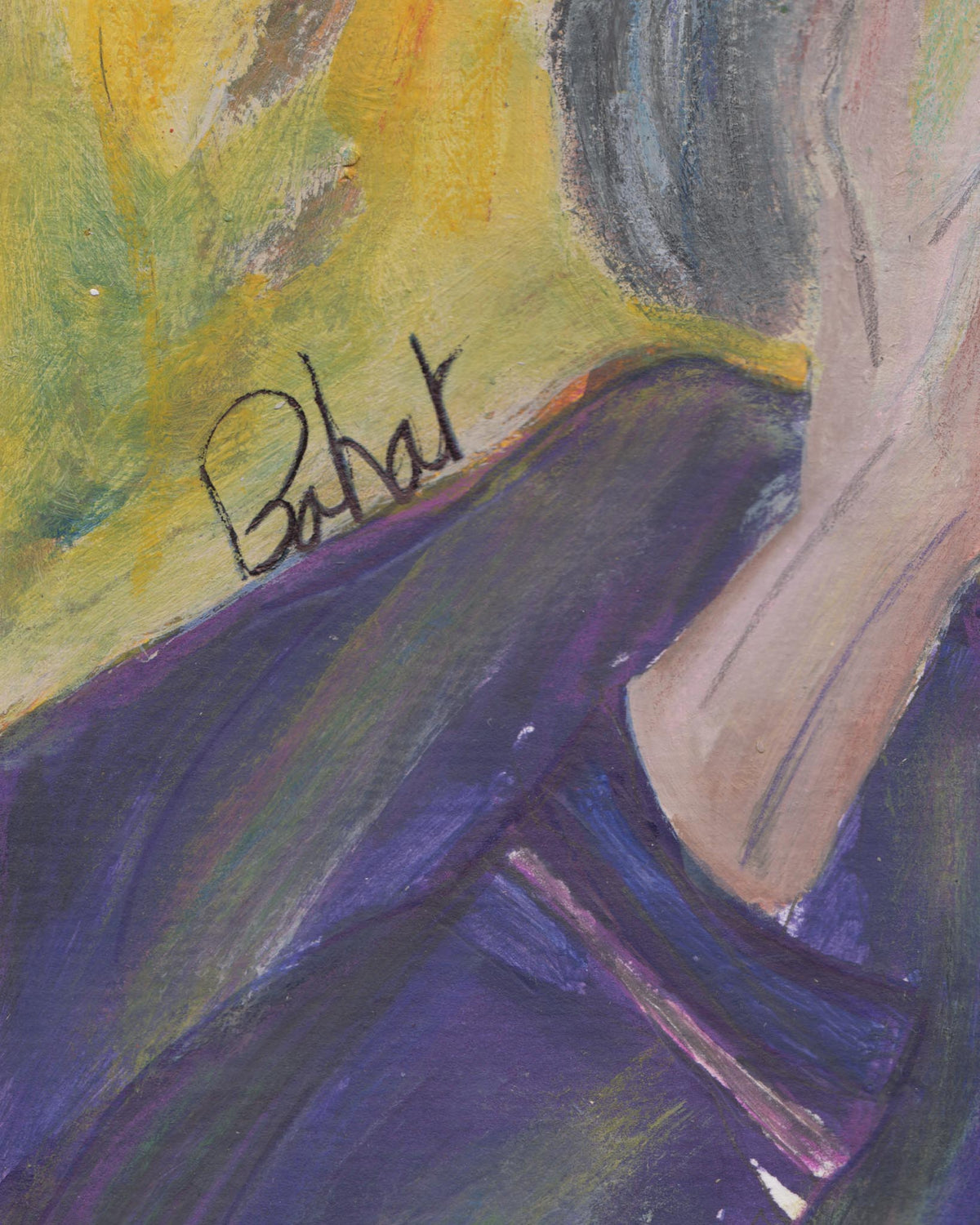 Artistic signature on a colorful abstract painting