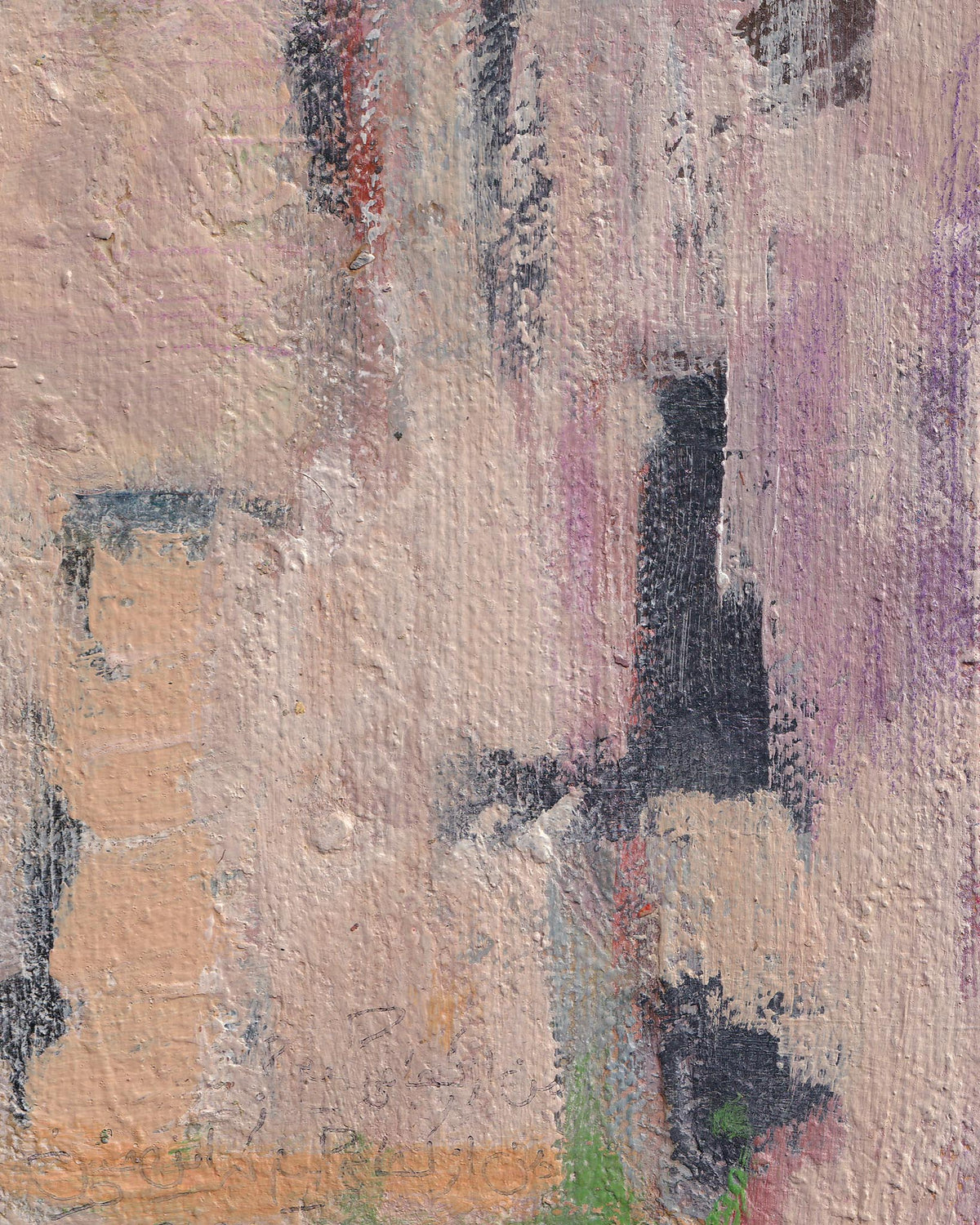 Abstract art with textured brush strokes in a range of colors.