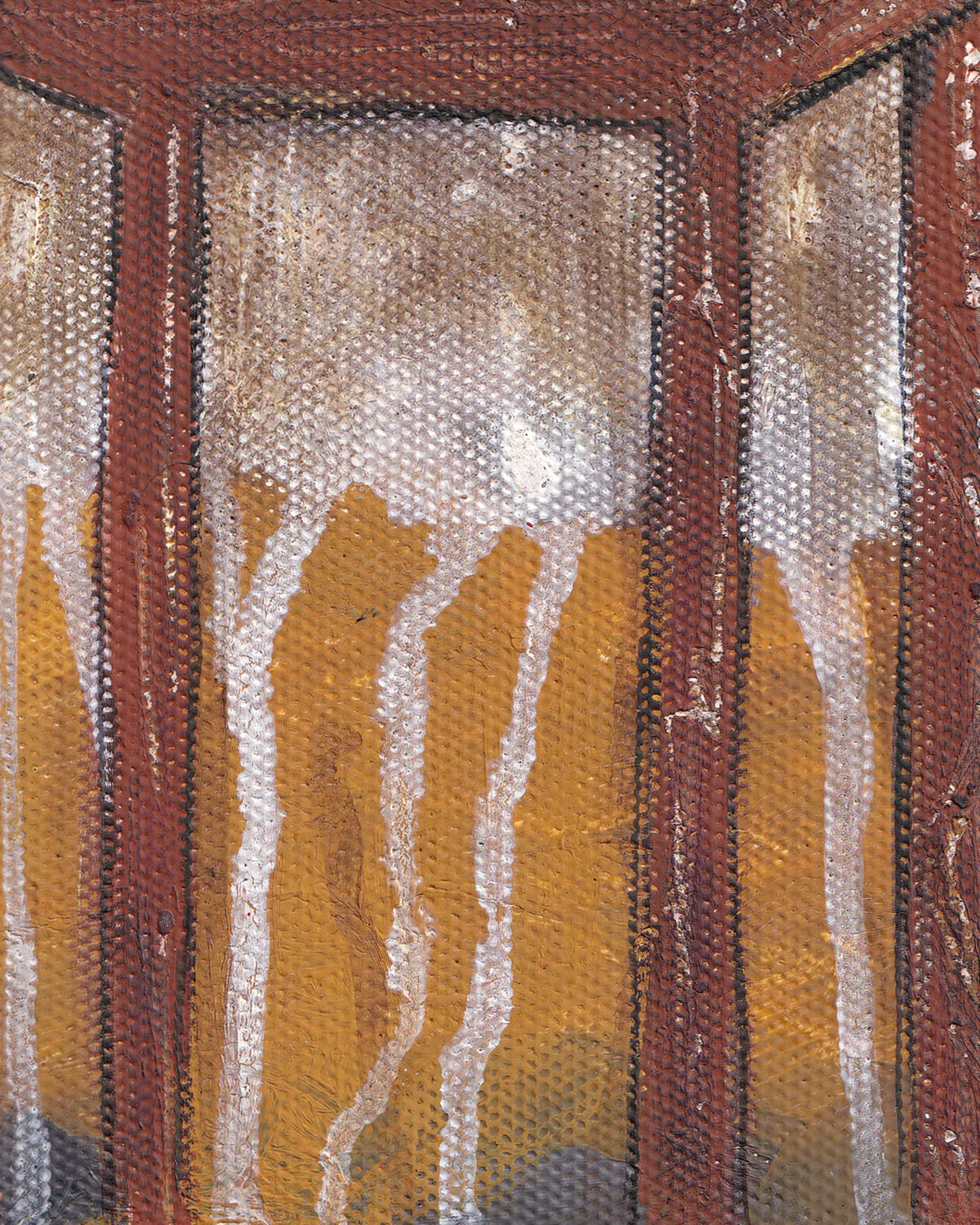 Close-up of a textured fabric with brown, beige, and gray colors.