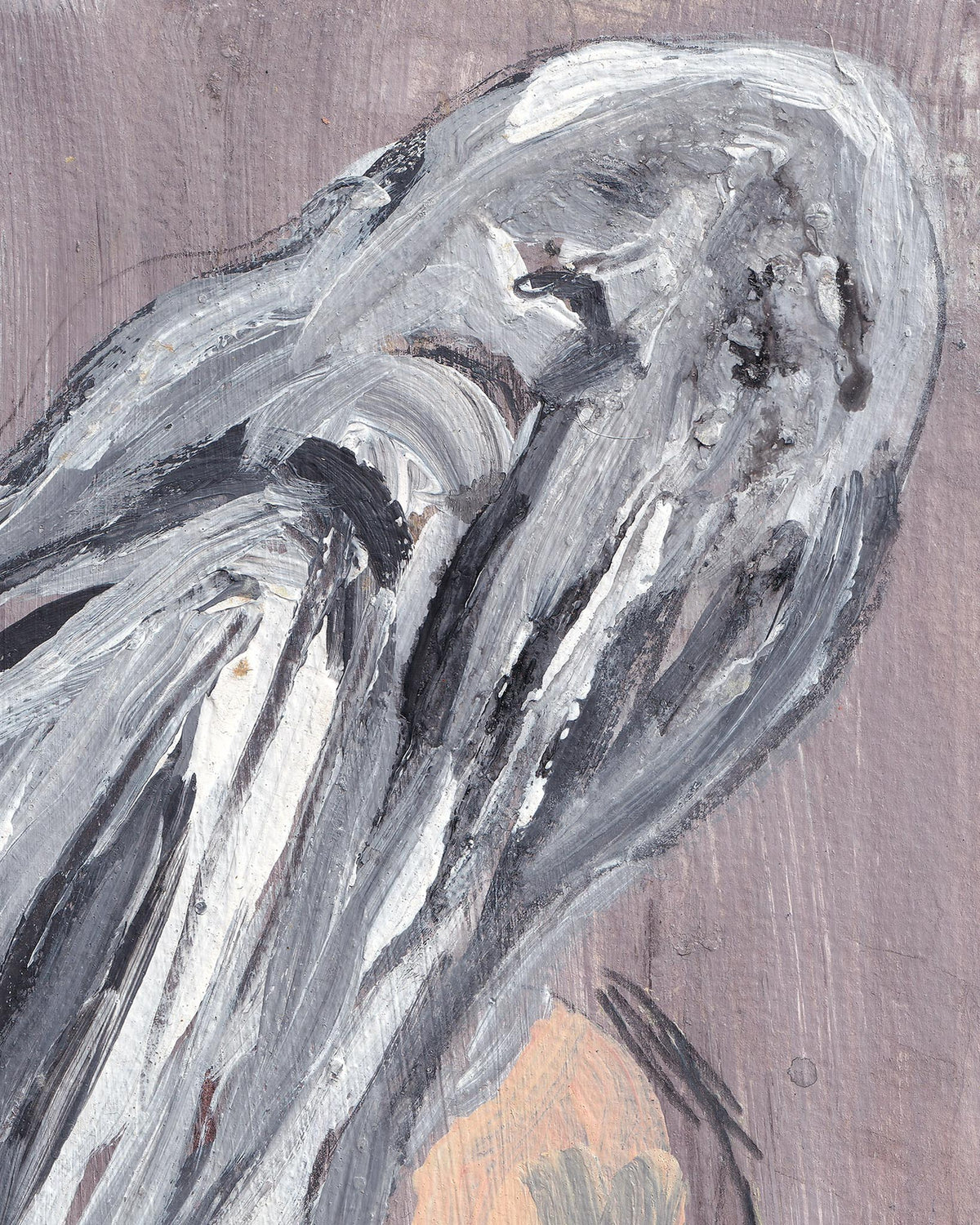 Abstract painting of a wave on a wooden surface