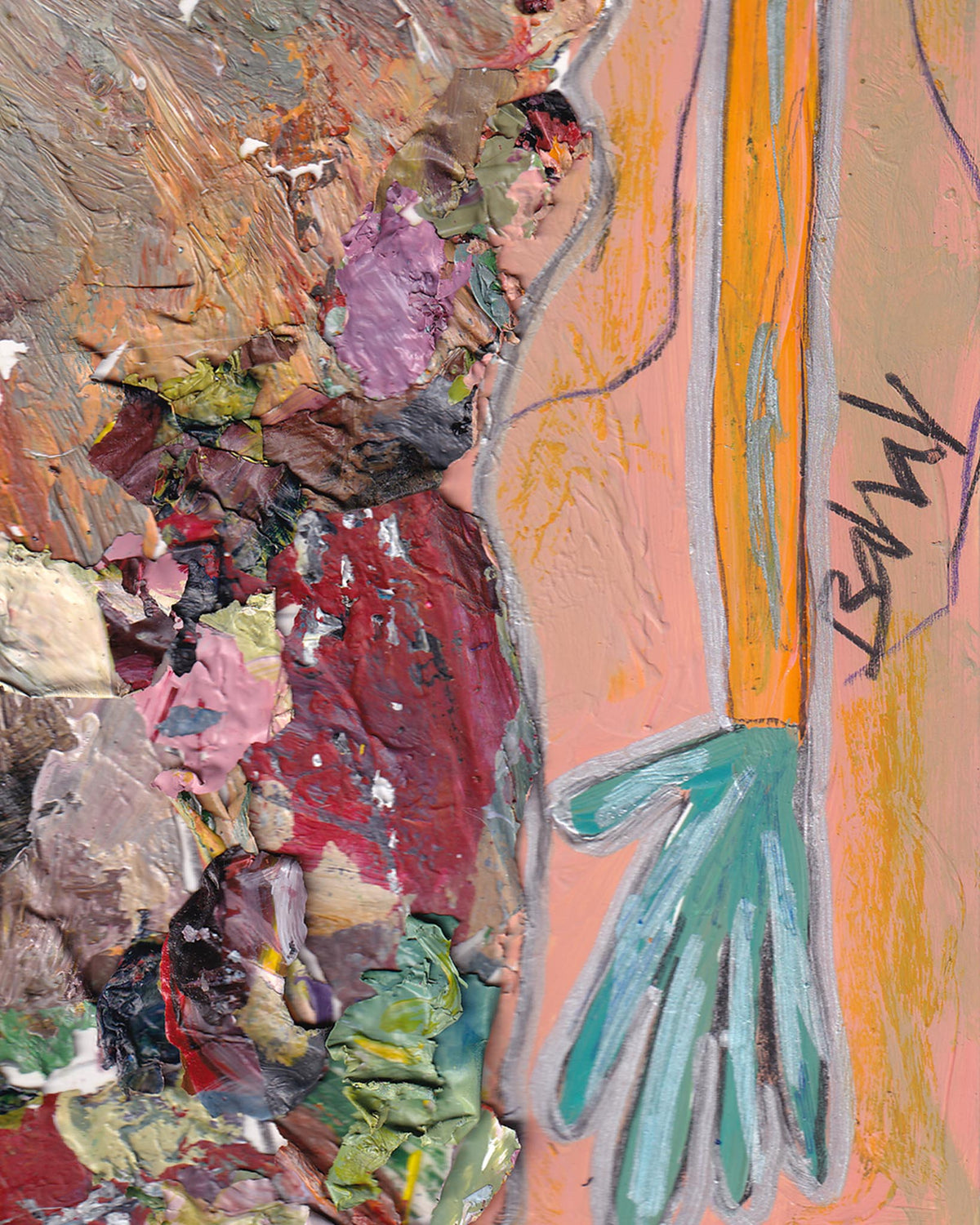 Abstract painting with a variety of colors and textures