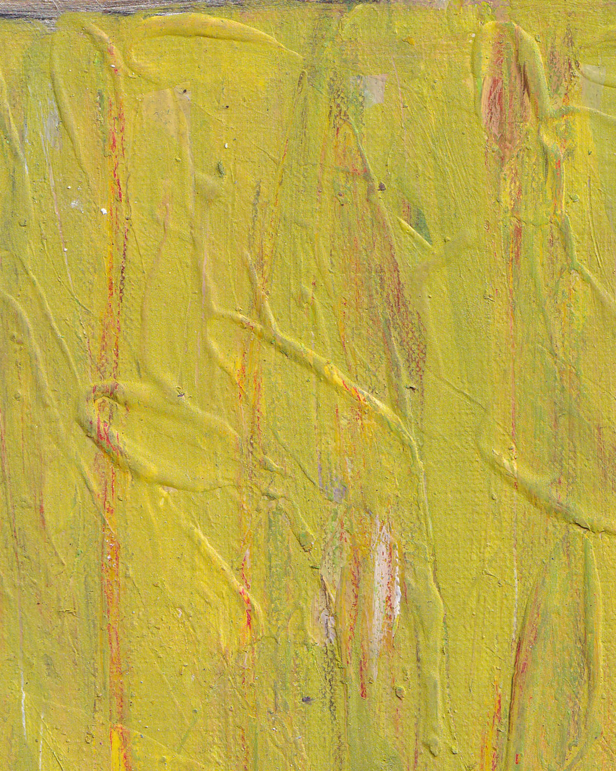 Abstract painting with textured yellow and green strokes