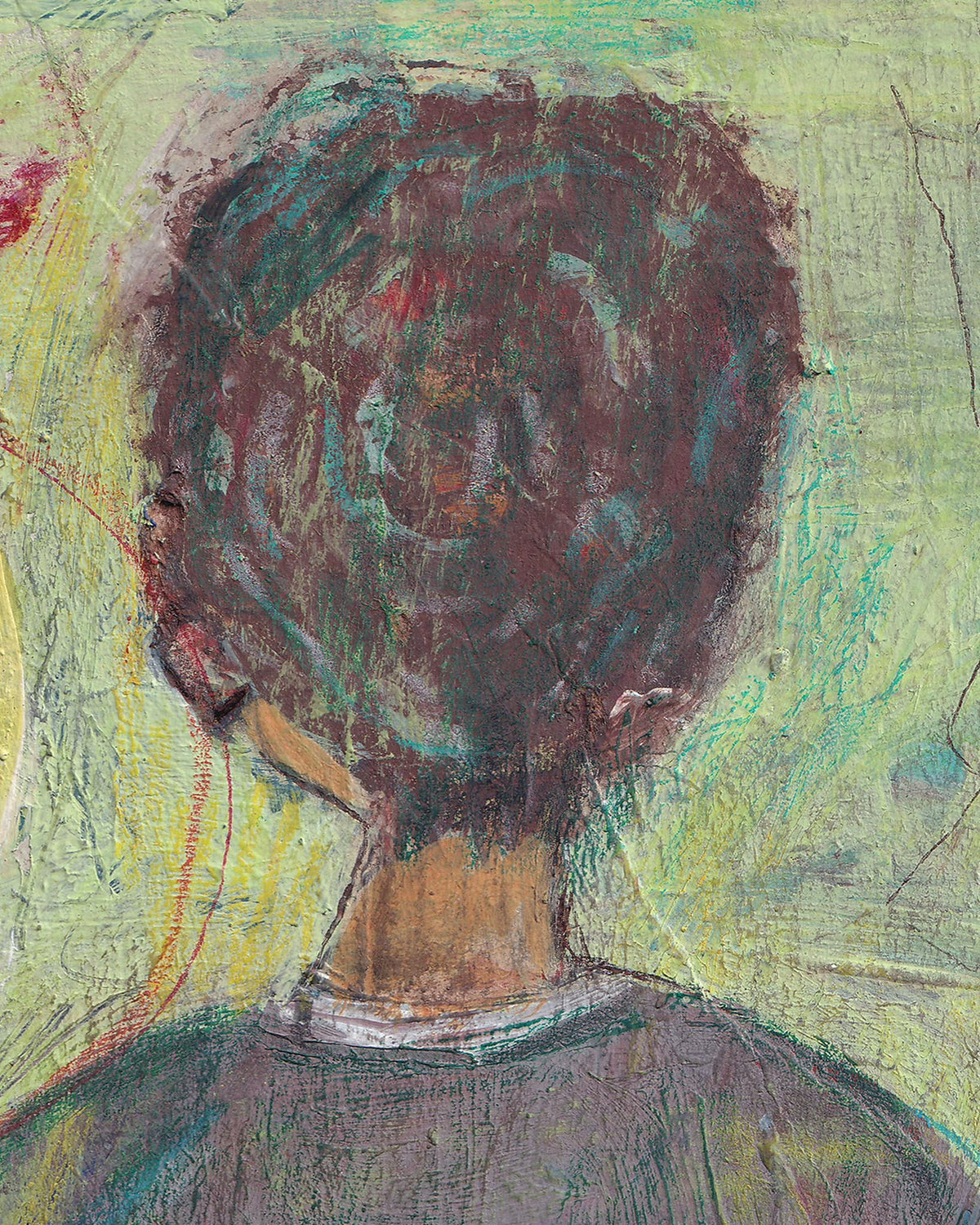 Abstract artwork of a person with a textured background