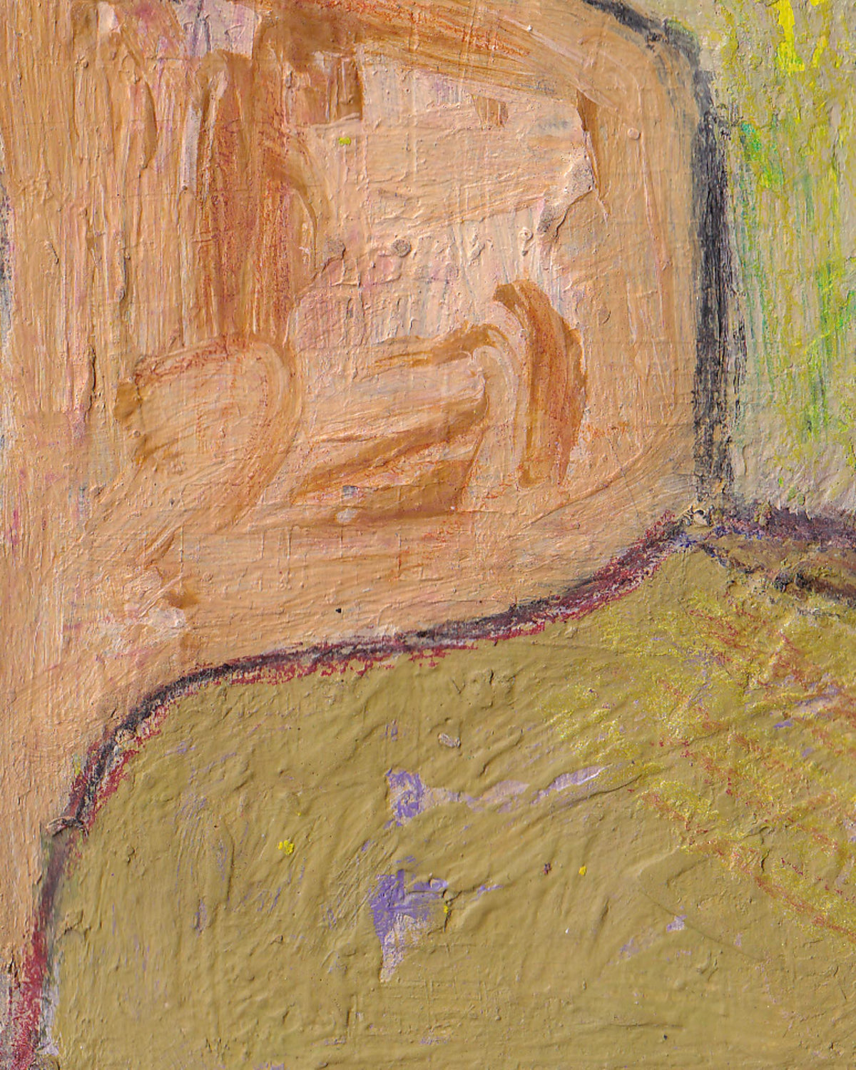 Abstract painting with brown and green hues