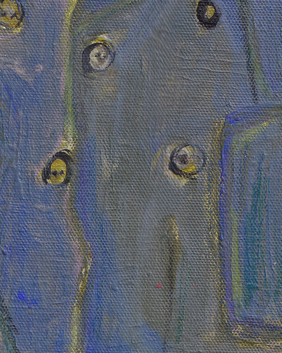 Abstract painting with blue and yellow tones