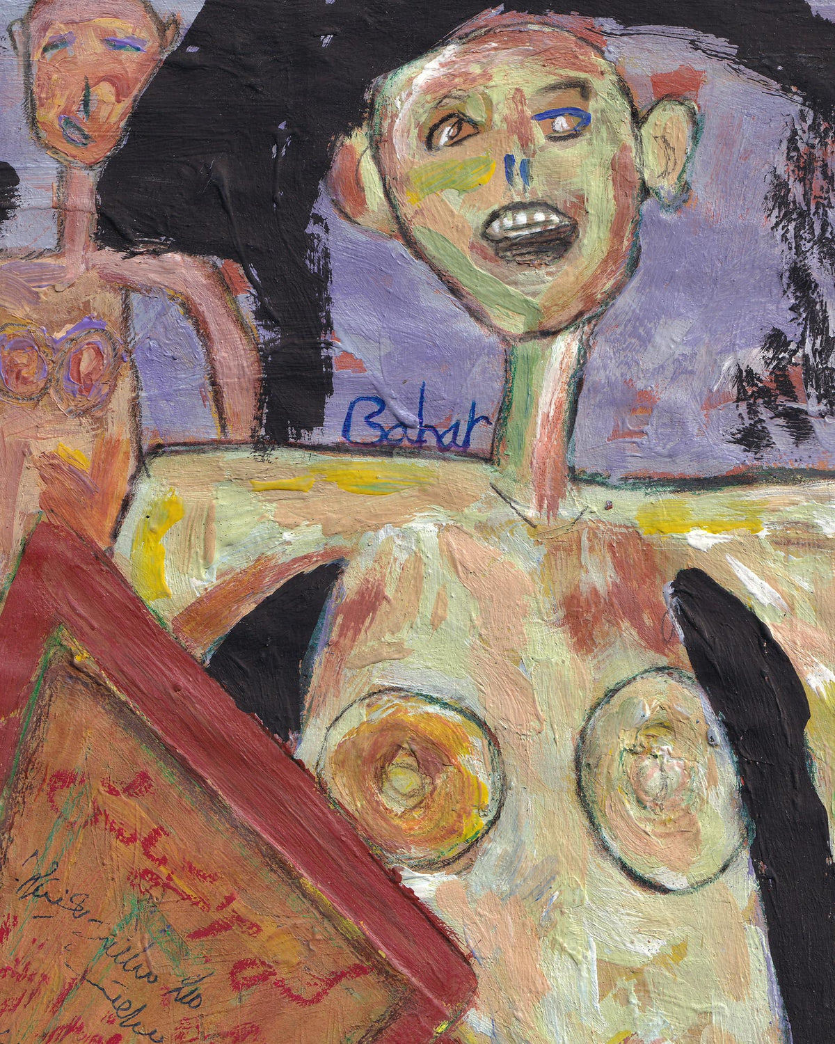 Abstract painting of a nude figure with colorful brushstrokes