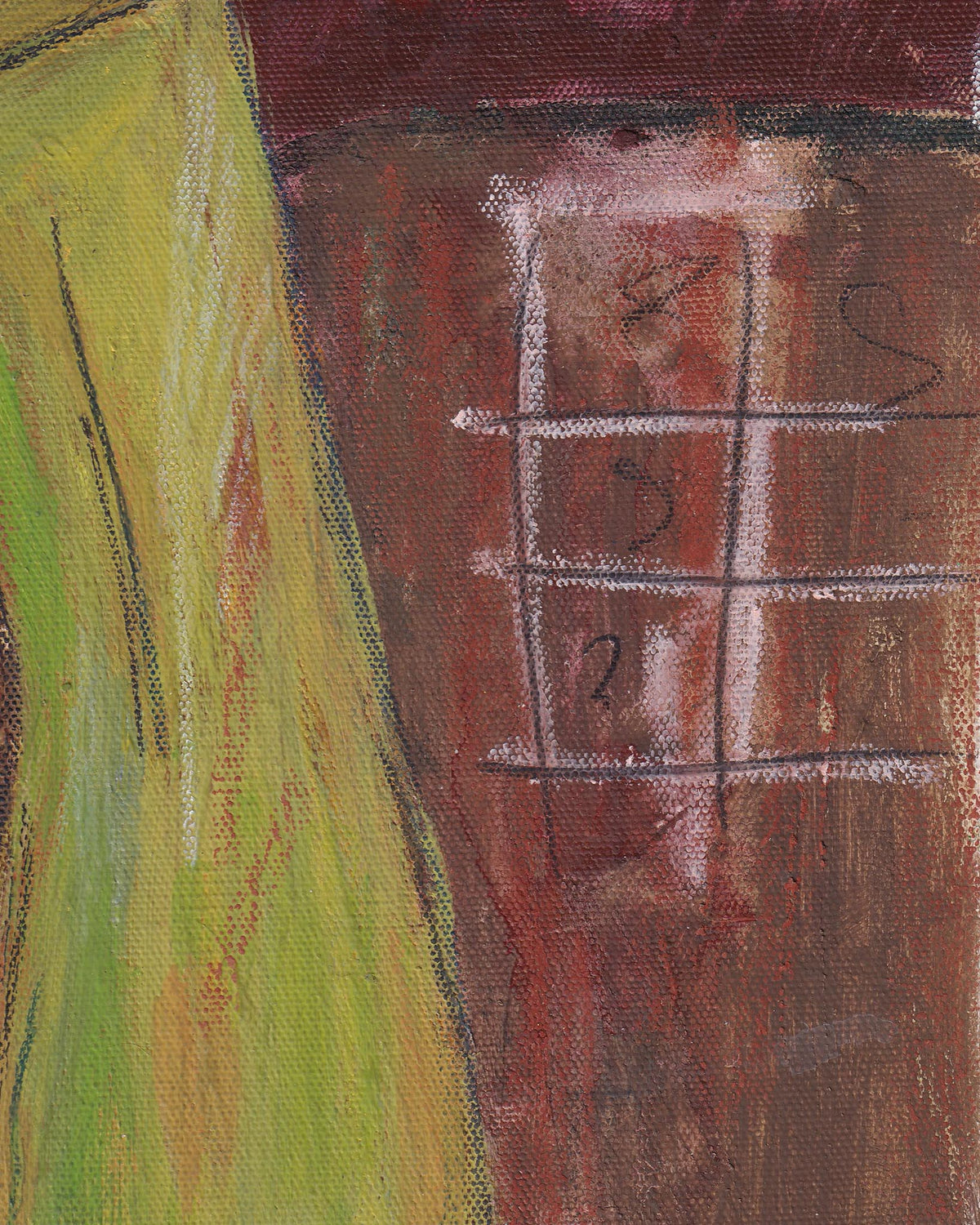Abstract art with brown, yellow, and red colors