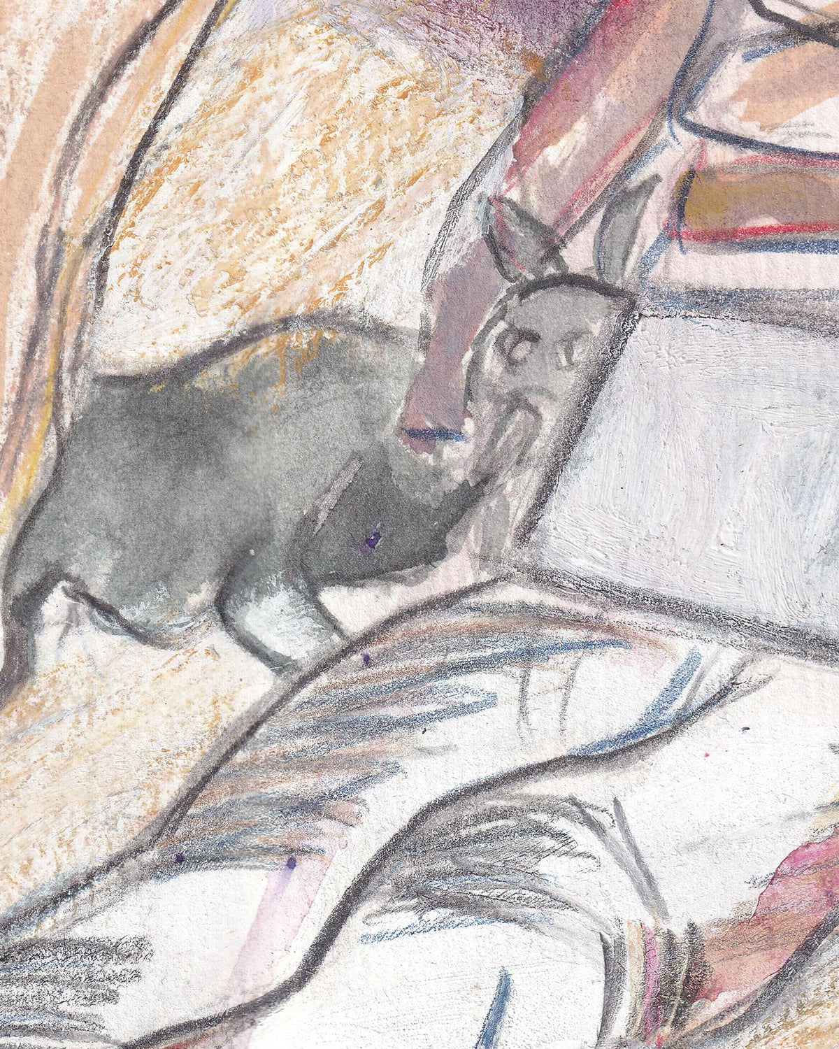 Artistic depiction of a donkey with a colorful background