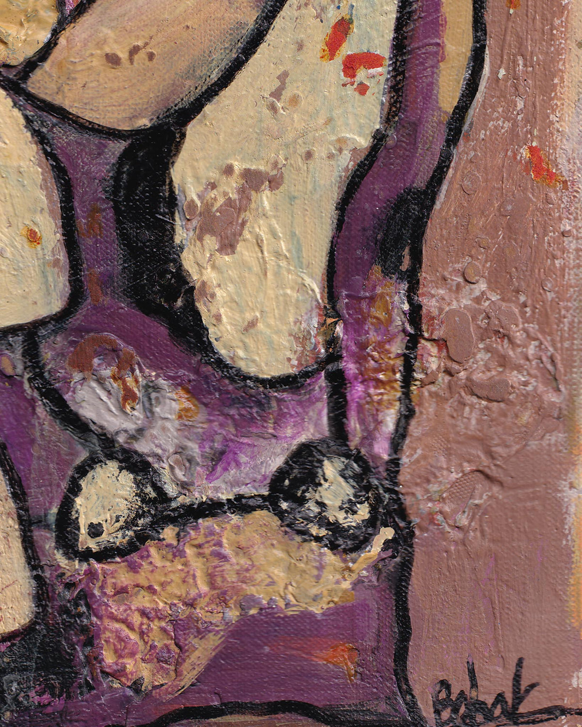 Abstract artwork with textured surface and multicolor palette
