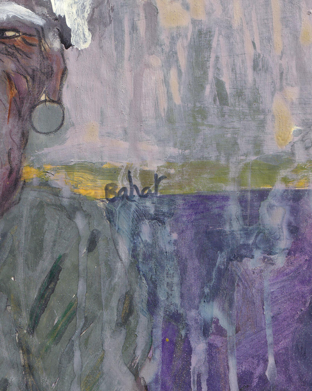Abstract artwork with a signature in the center