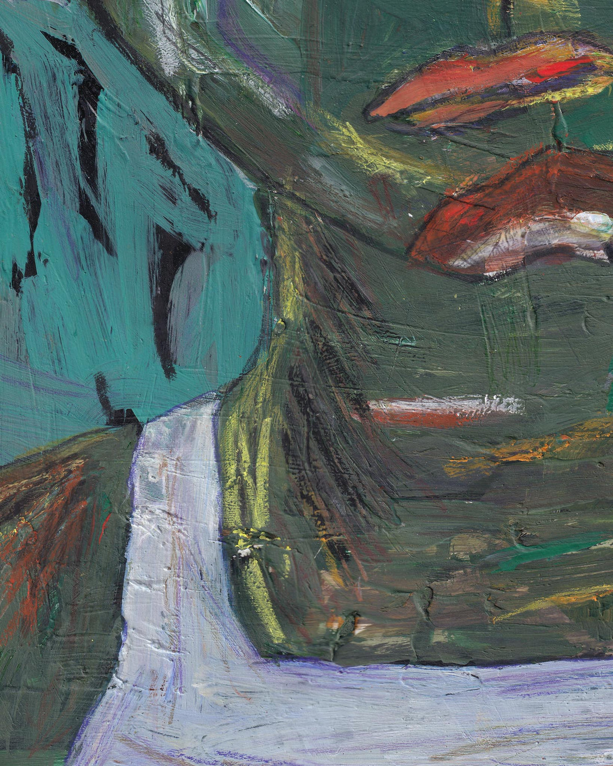 Abstract painting with a mix of colors and textures