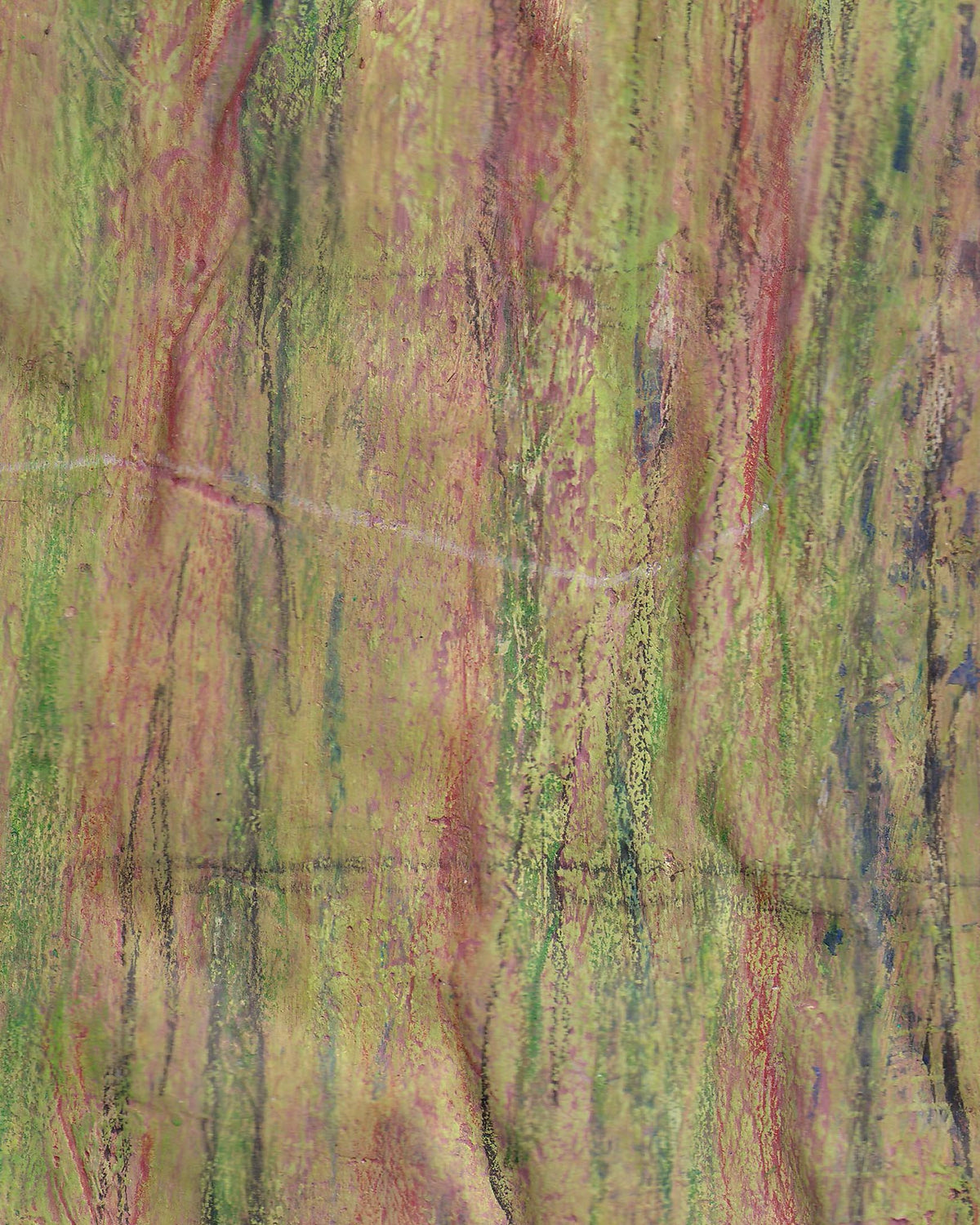 Textured surface with green, brown, and purple colors