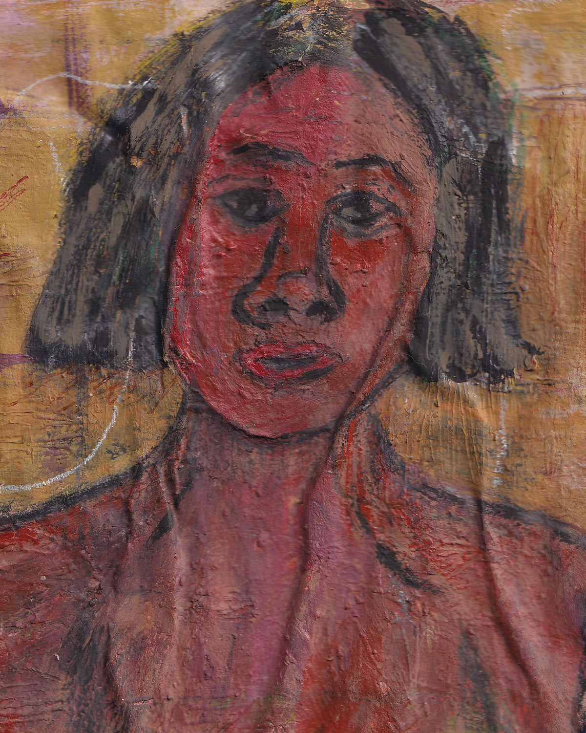 Artistic depiction of a person with a stylized, abstract background