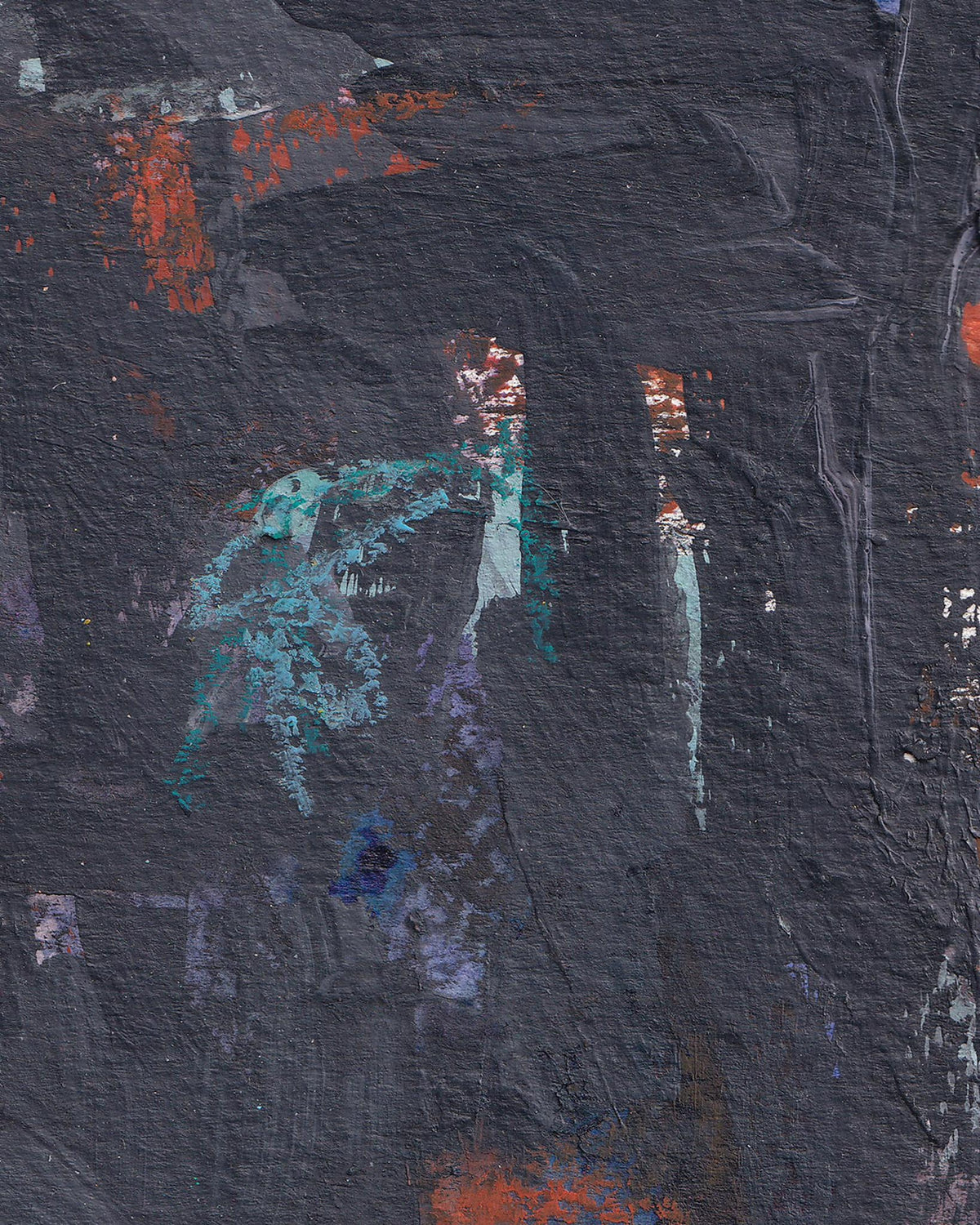 Abstract art with blue and red elements on a dark background