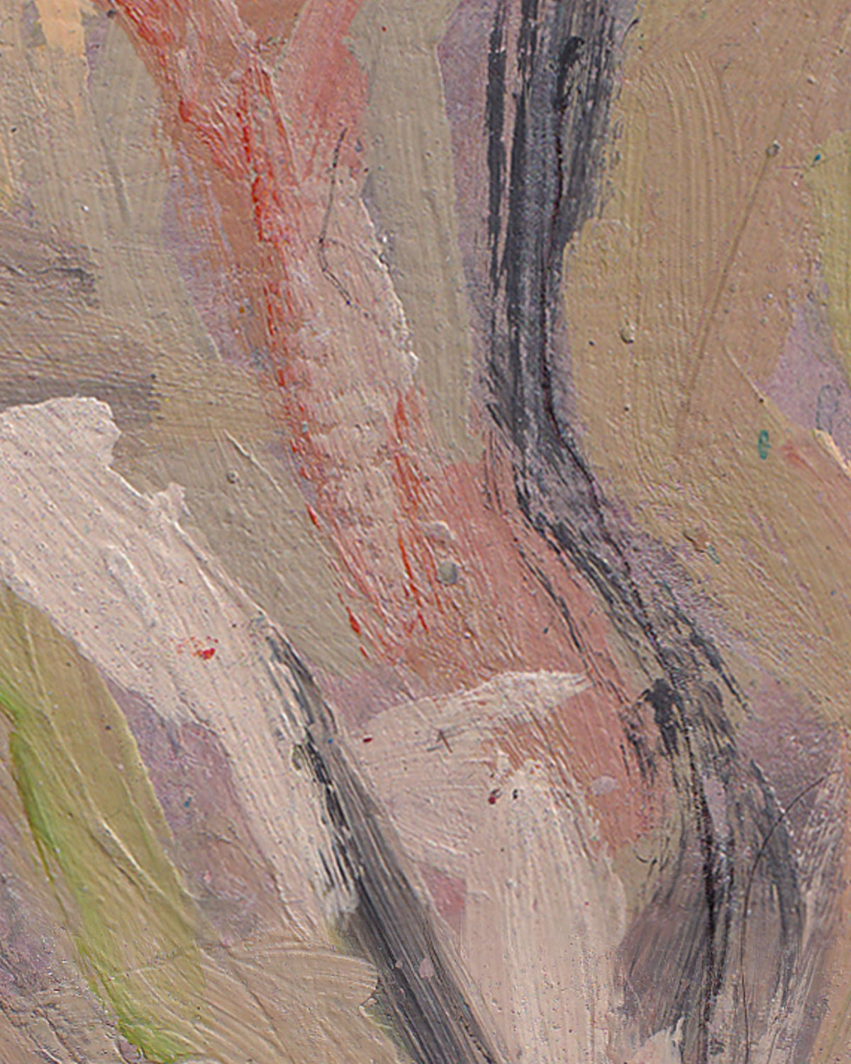 Abstract painting with textured brushstrokes in earthy tones