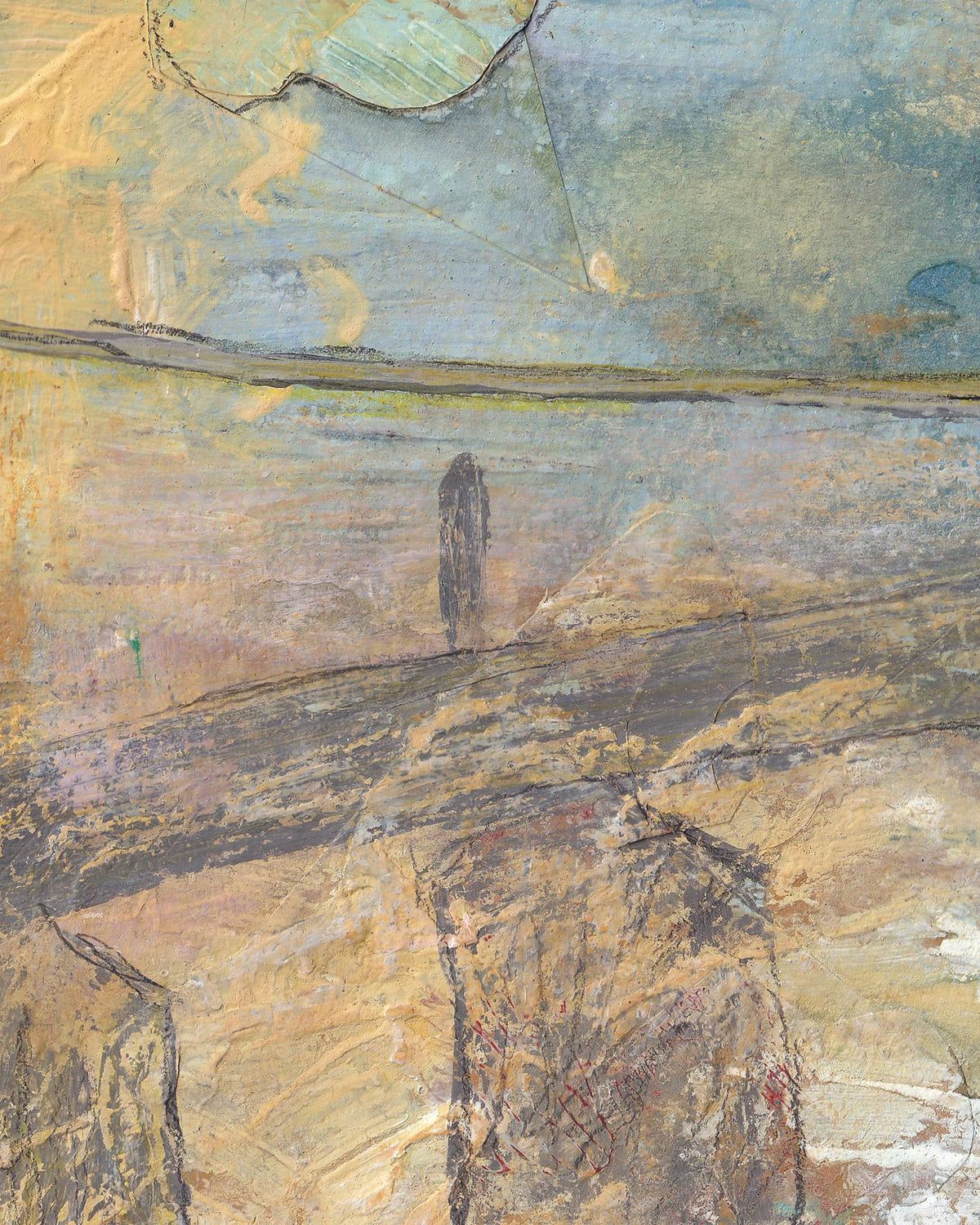 Abstract painting with earthy tones and textured brushstrokes
