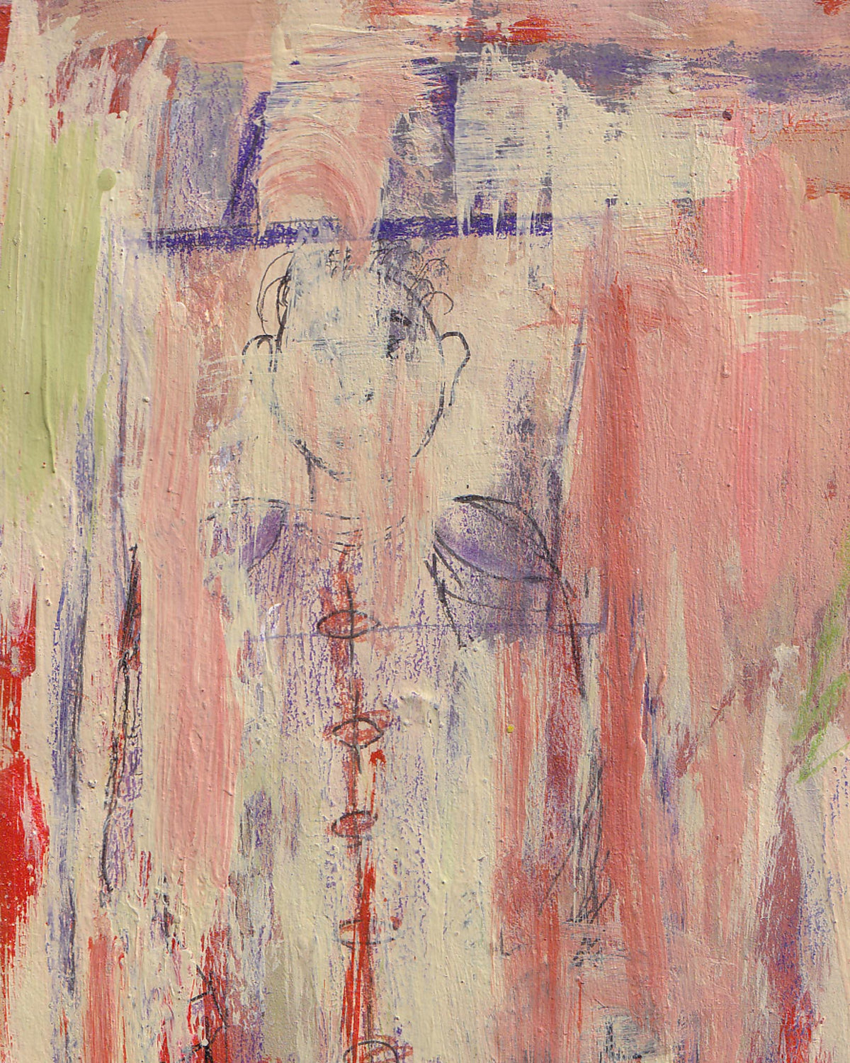 Abstract painting with colorful brush strokes on a textured surface