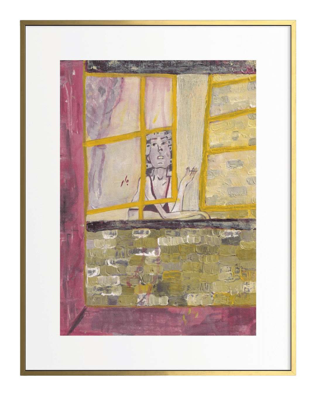 Framed abstract artwork with a window-like design