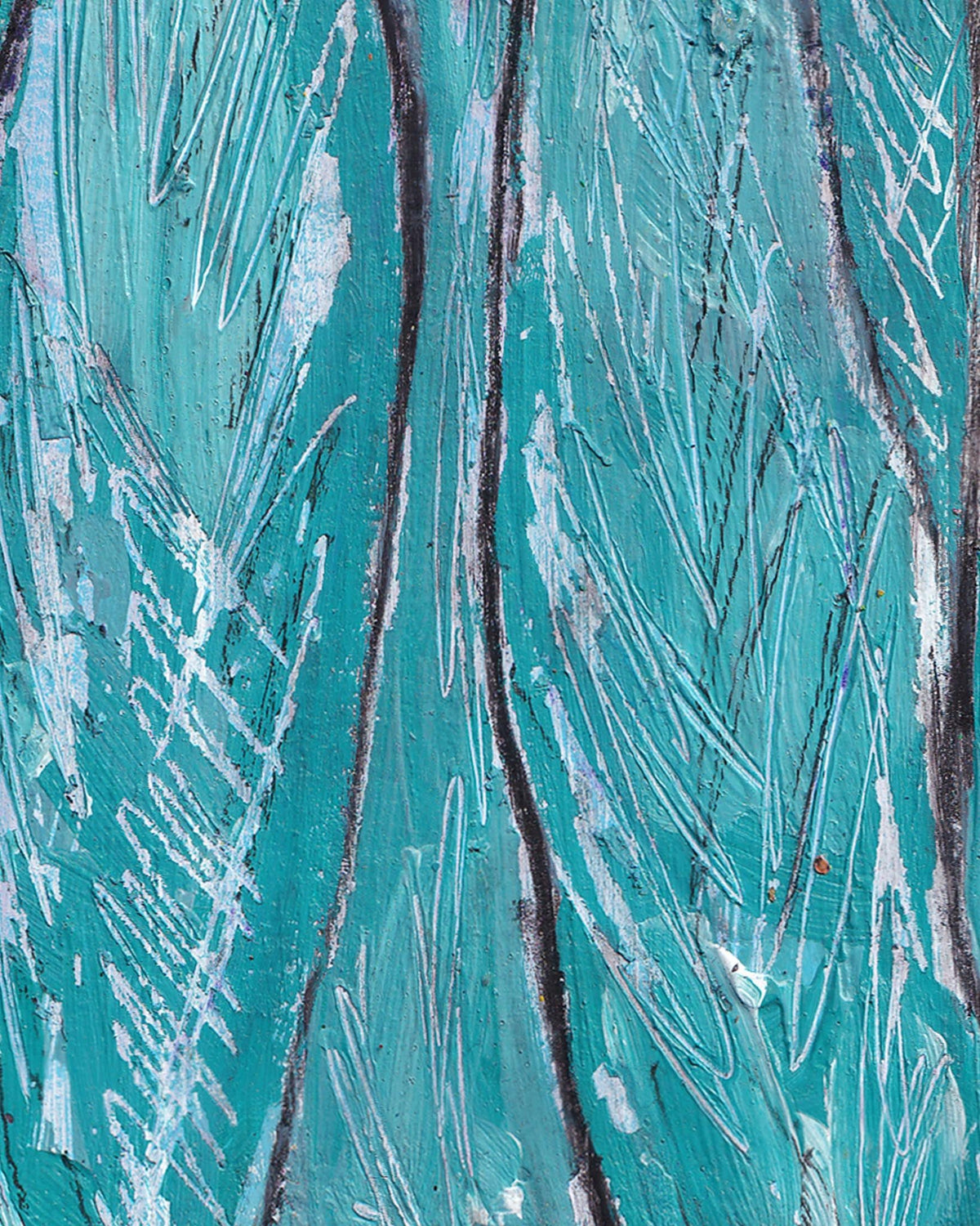 Close-up of textured teal surface with white and black lines