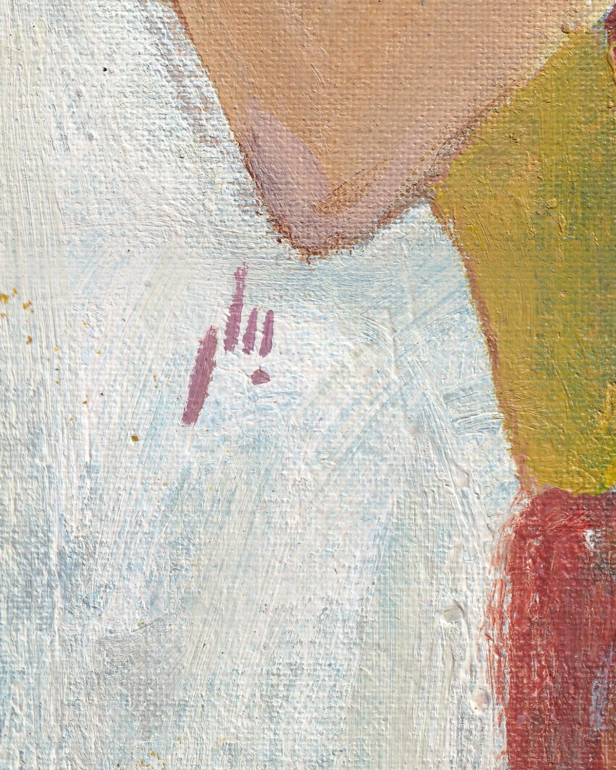 Close-up of a textured surface with abstract art, featuring a signature.