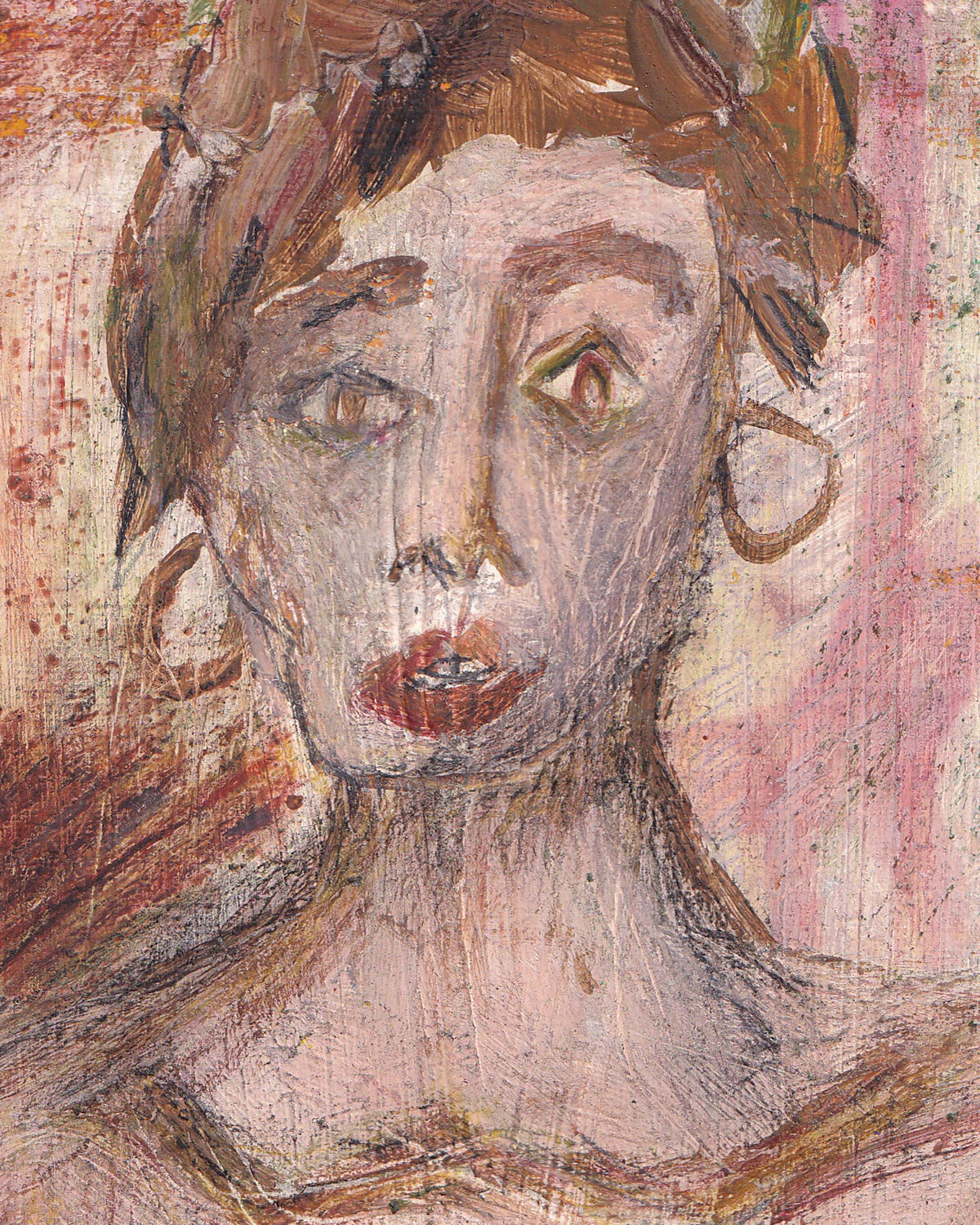 Artistic depiction of a woman's face with a textured background