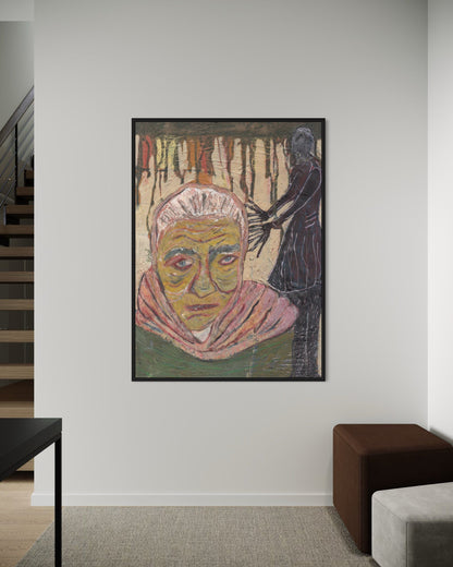 Framed artwork on a wall in a modern interior setting