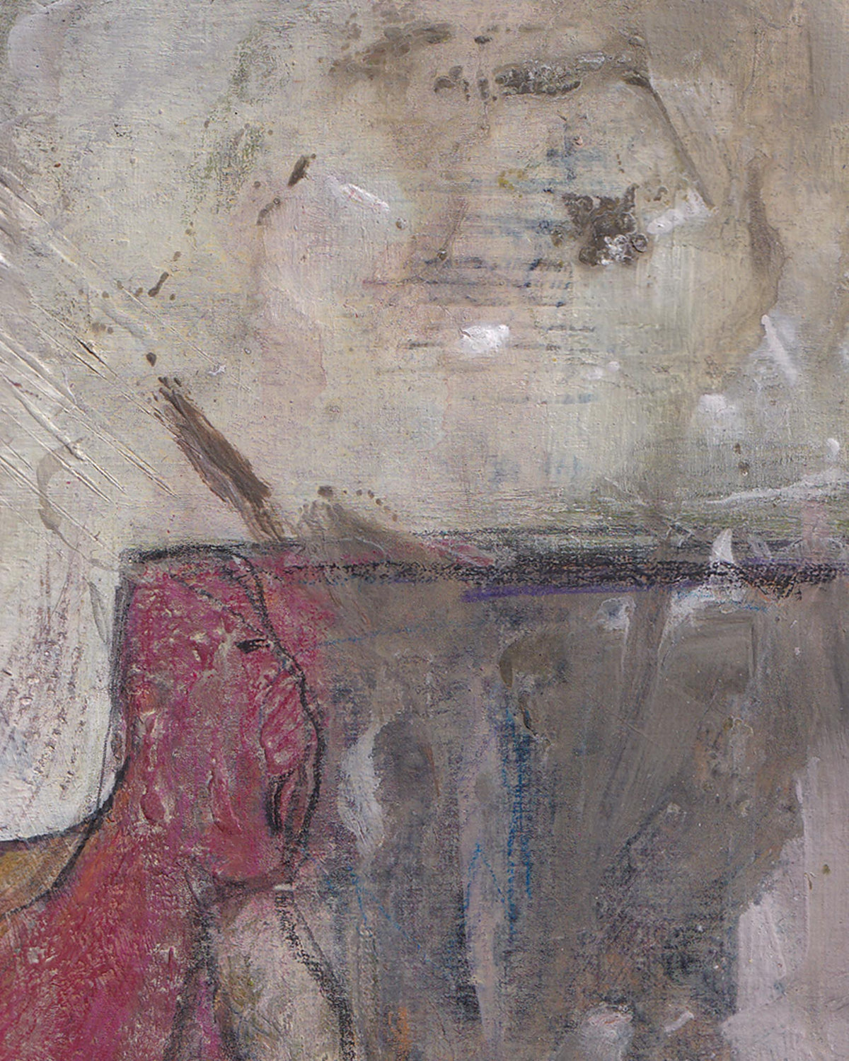 Abstract artwork with a textured surface and neutral tones