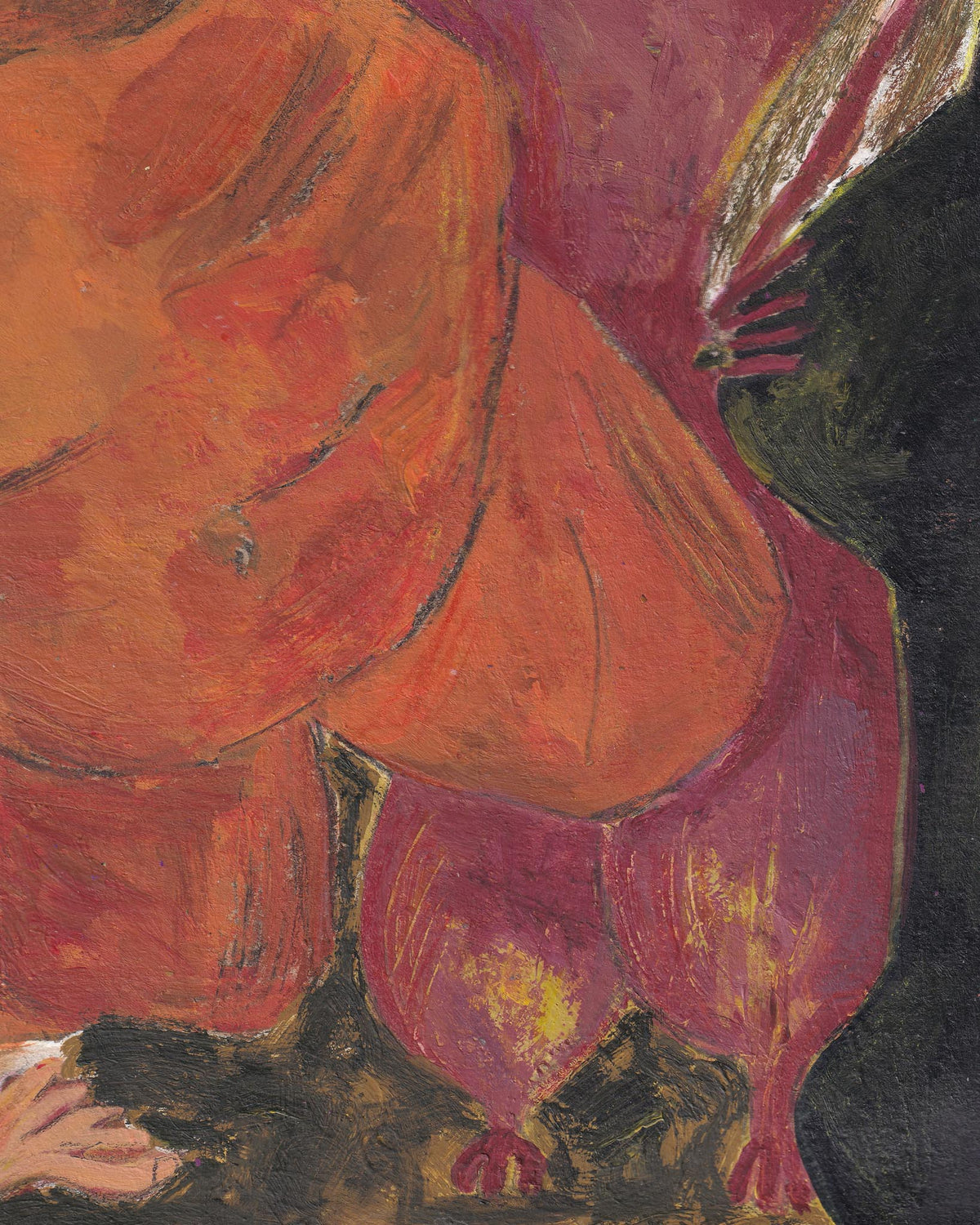Abstract painting with warm colors and organic shapes