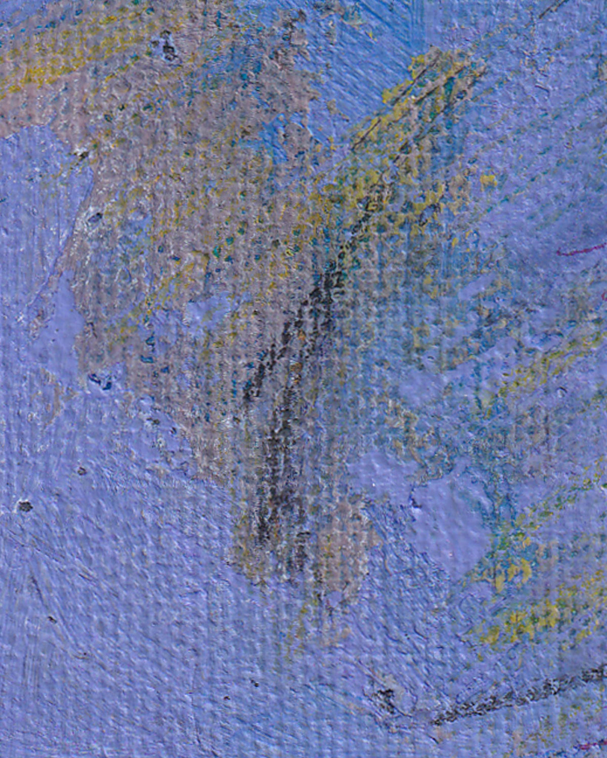 Abstract painting with textured brushstrokes on a blue background