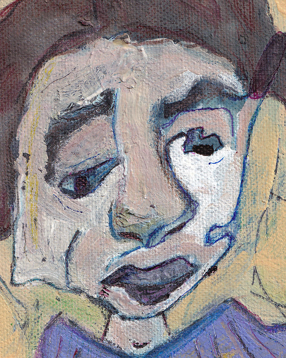Abstract painting of a face with stylized features