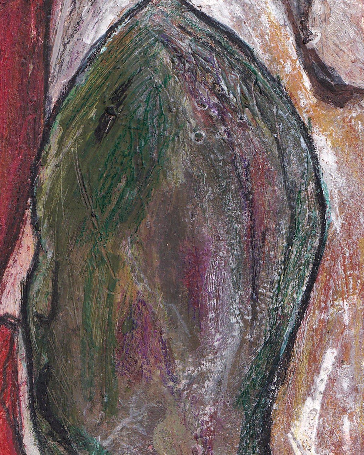 Abstract painting with textured surface and multicolor palette
