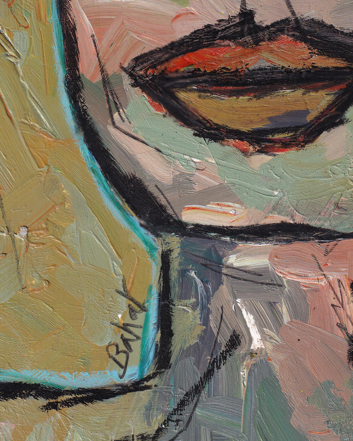 Abstract painting with bold colors and brush strokes