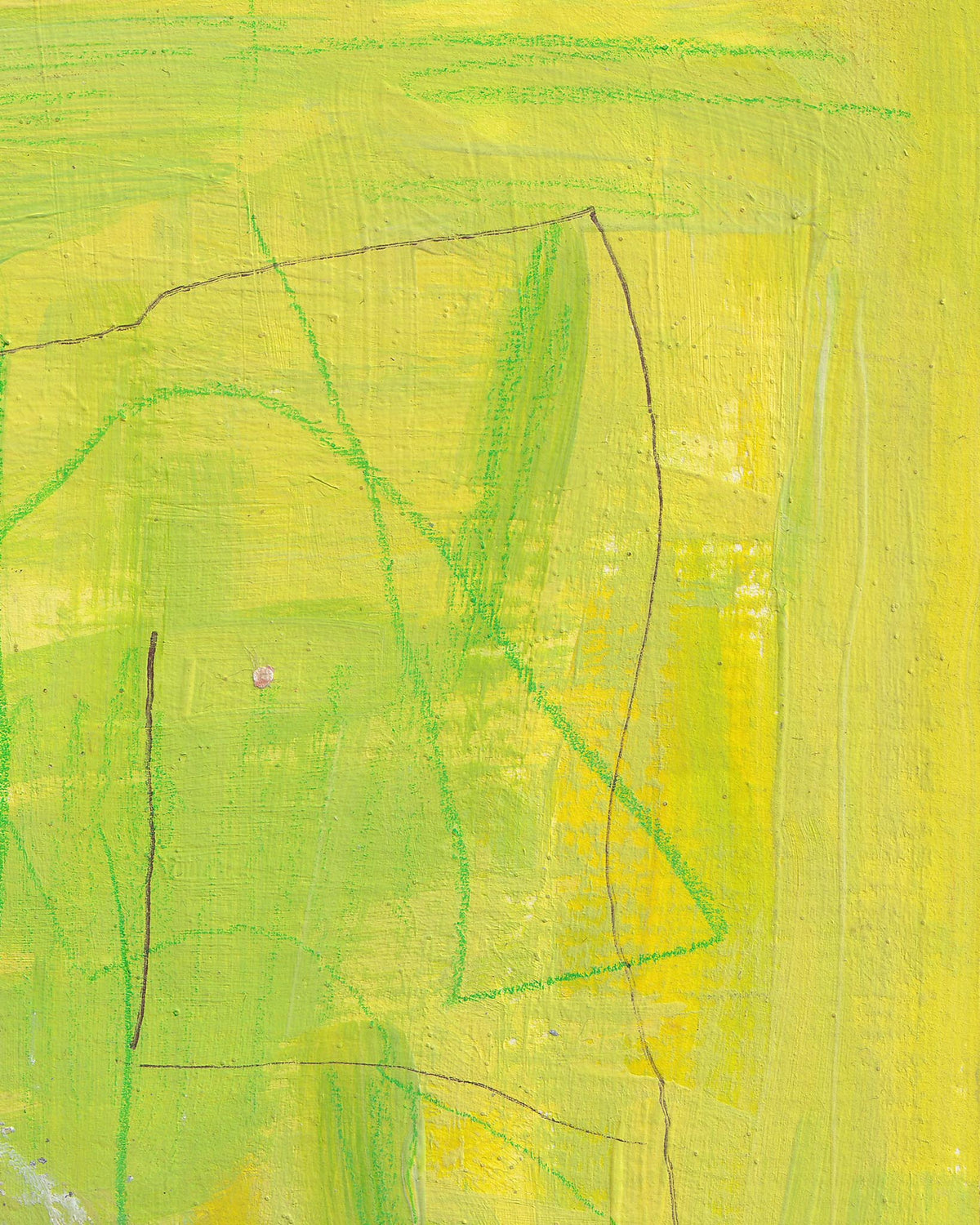 Abstract art with green and yellow colors on a textured surface