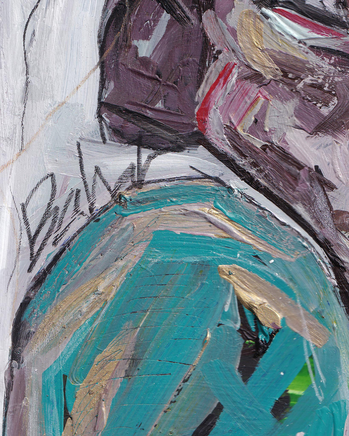 Abstract painting with a mix of colors and textures