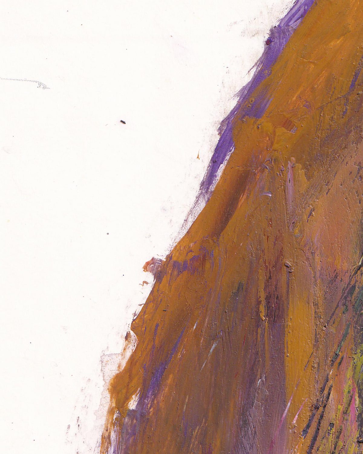 Abstract art with brown and purple brush strokes on a white background