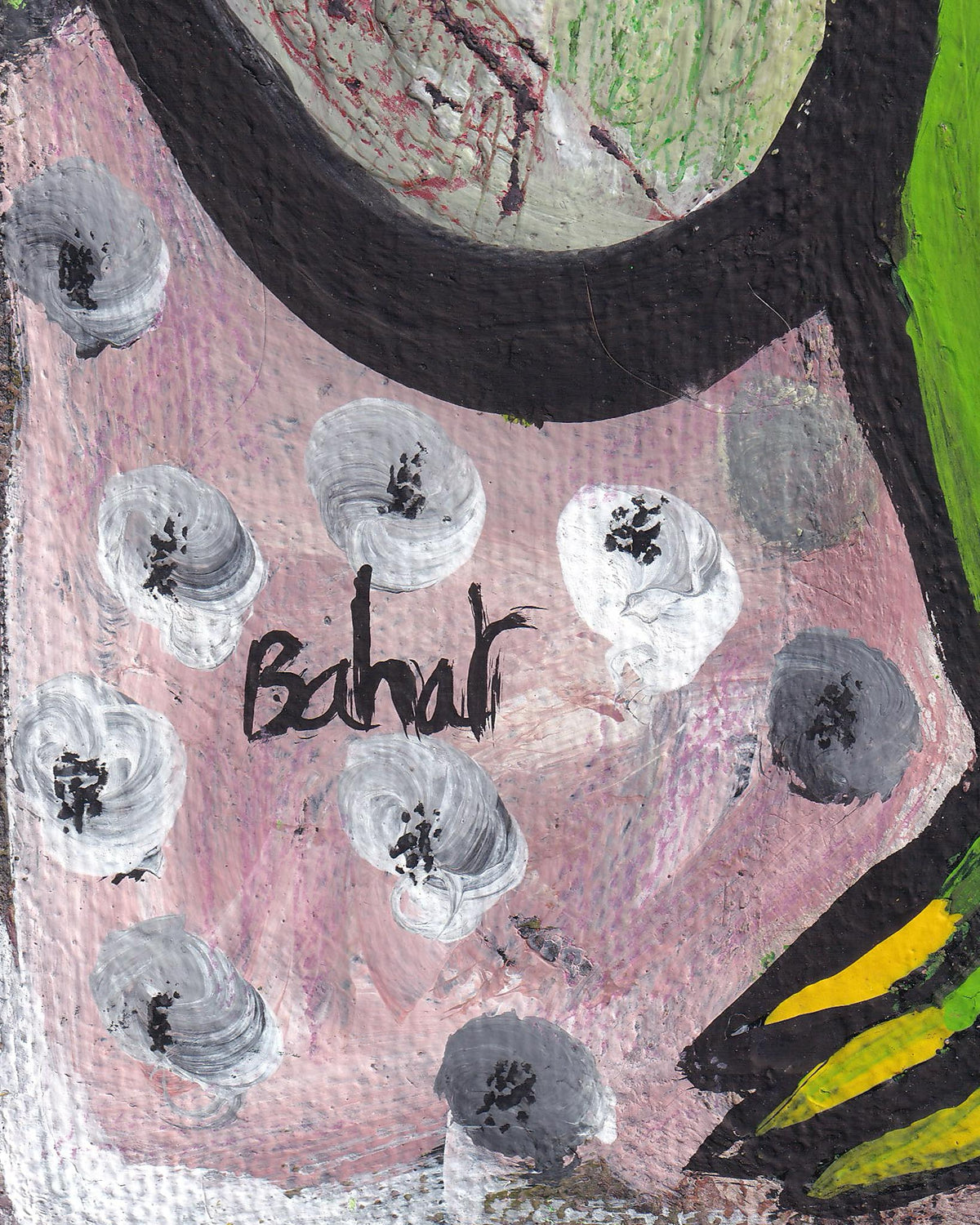 Artistic depiction of flowers on a pink background with 'Bahar' written.