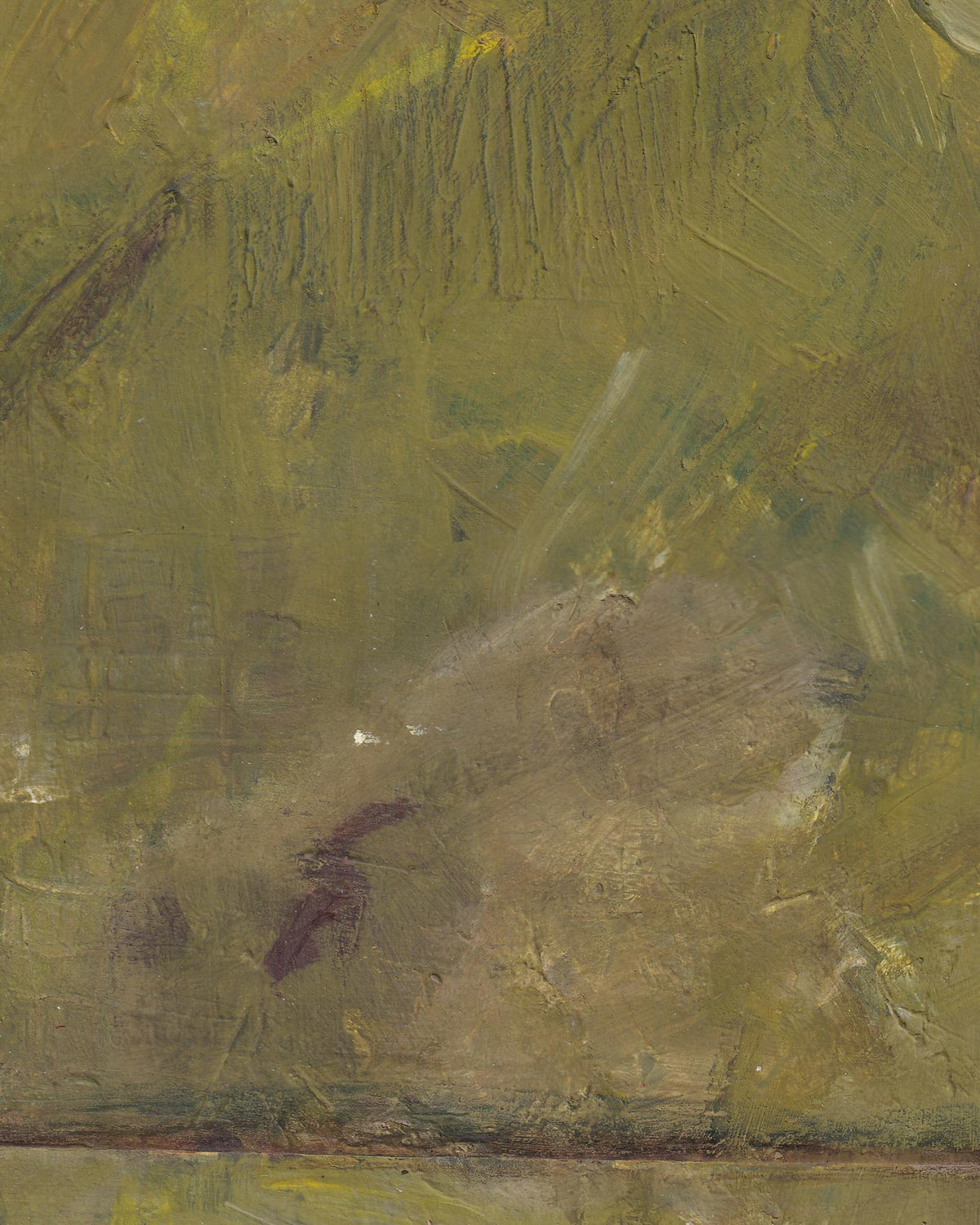 Abstract painting with textured green and brown tones
