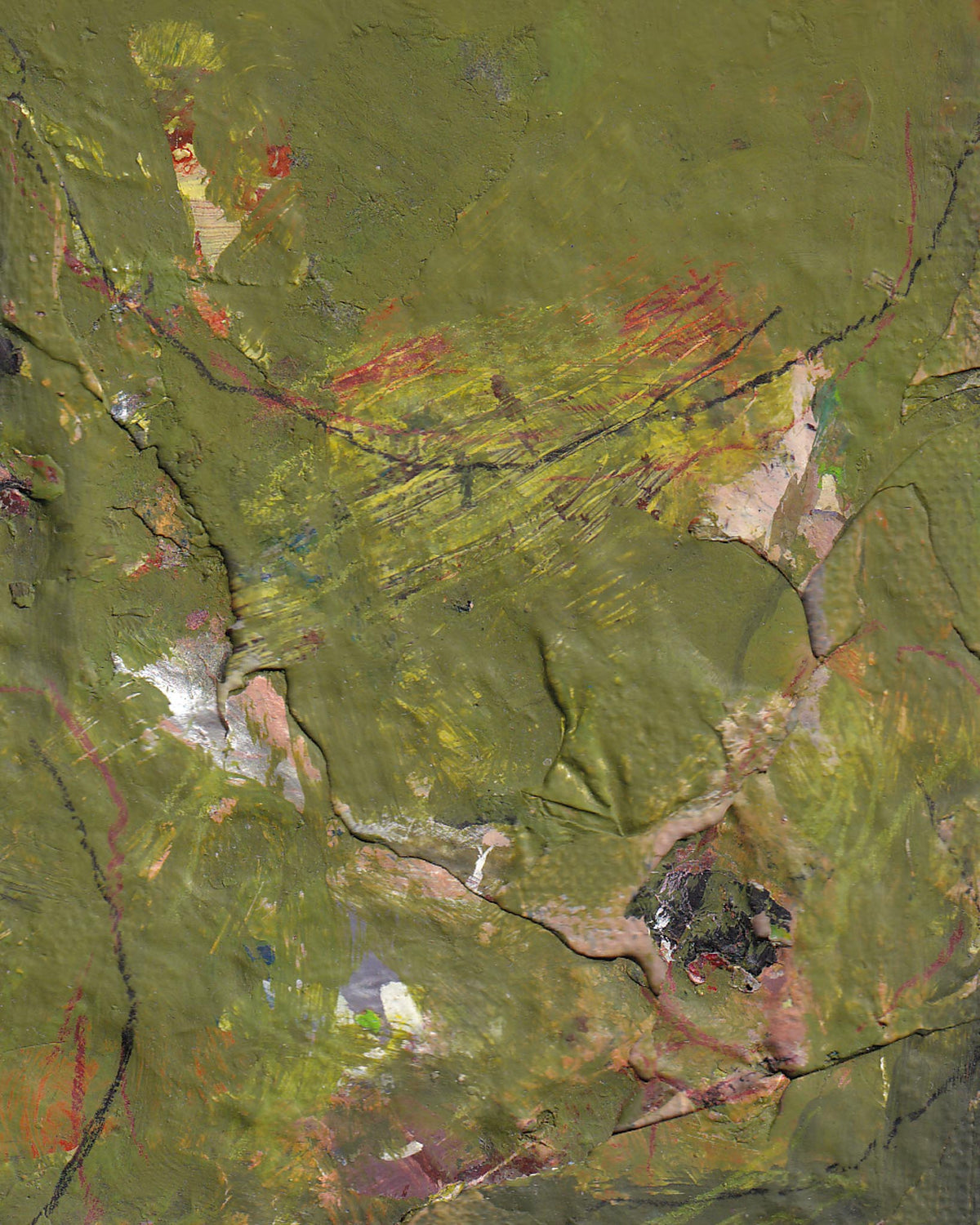 Close-up of textured green surface with abstract patterns