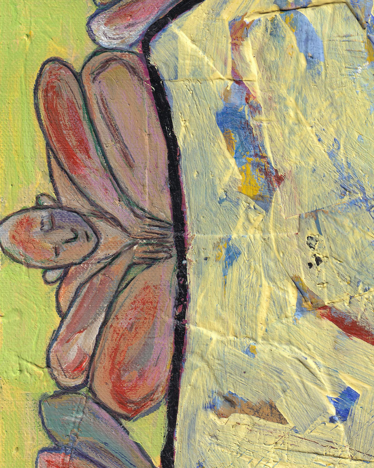 Abstract painting with a butterfly and colorful background