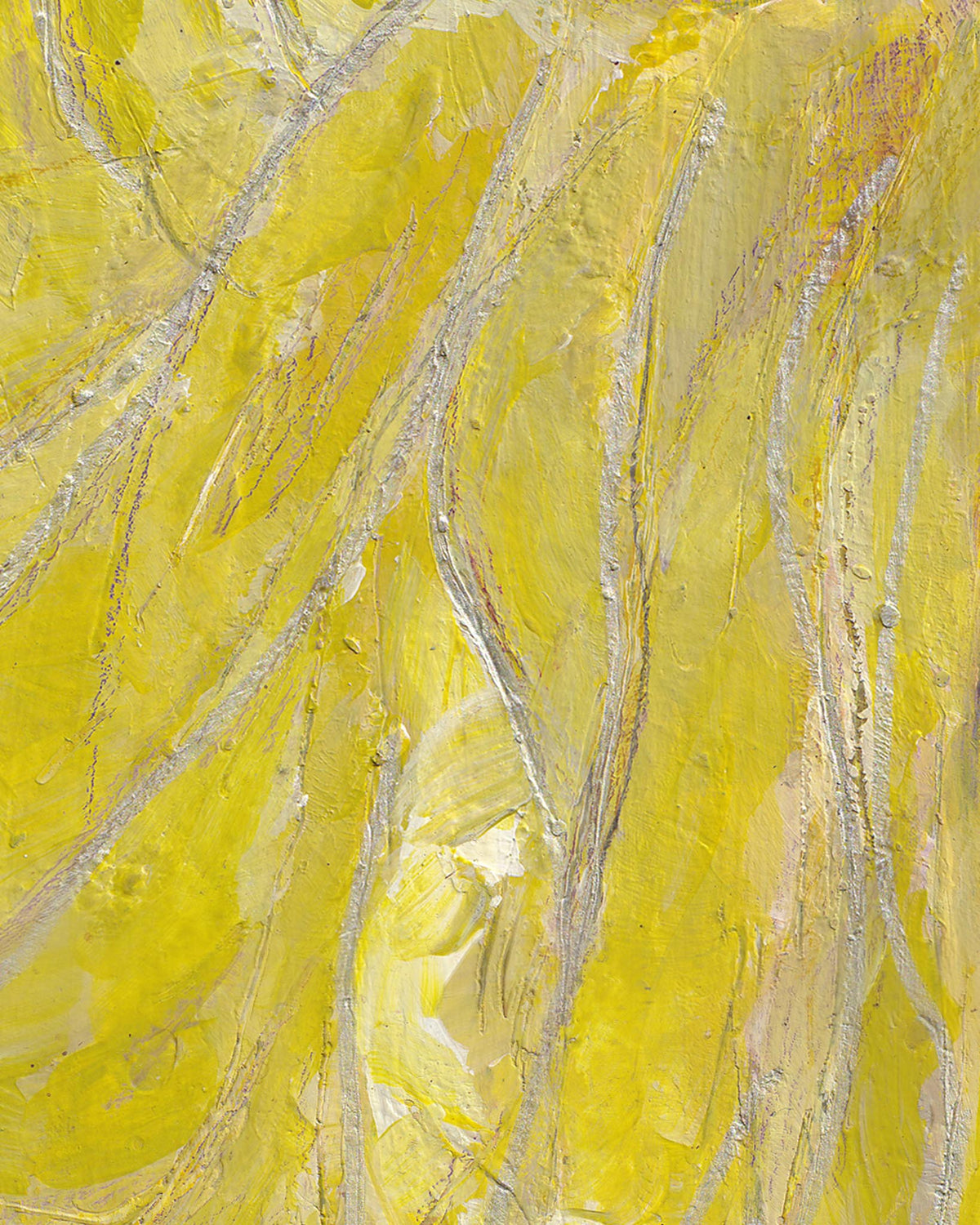Abstract art with wavy yellow and gray patterns