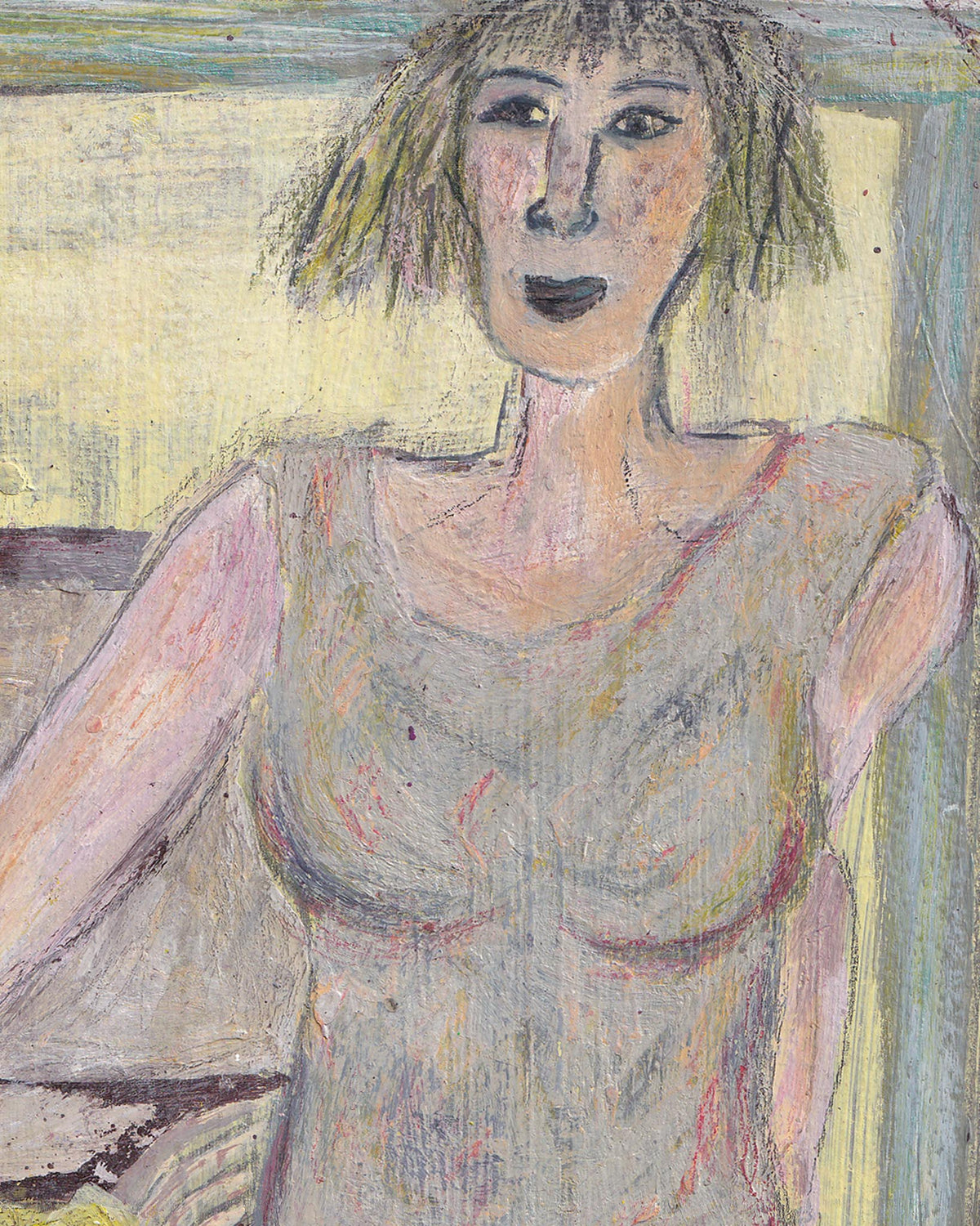 Artistic depiction of a person wearing a sleeveless top with a neutral background