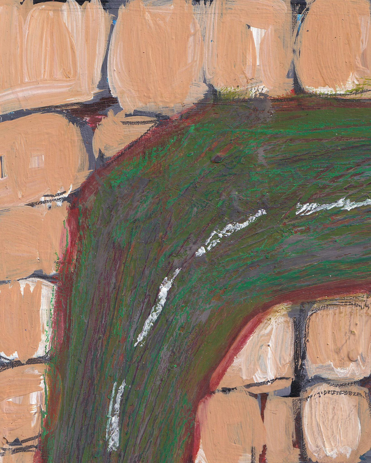 Abstract art with brown and green brush strokes