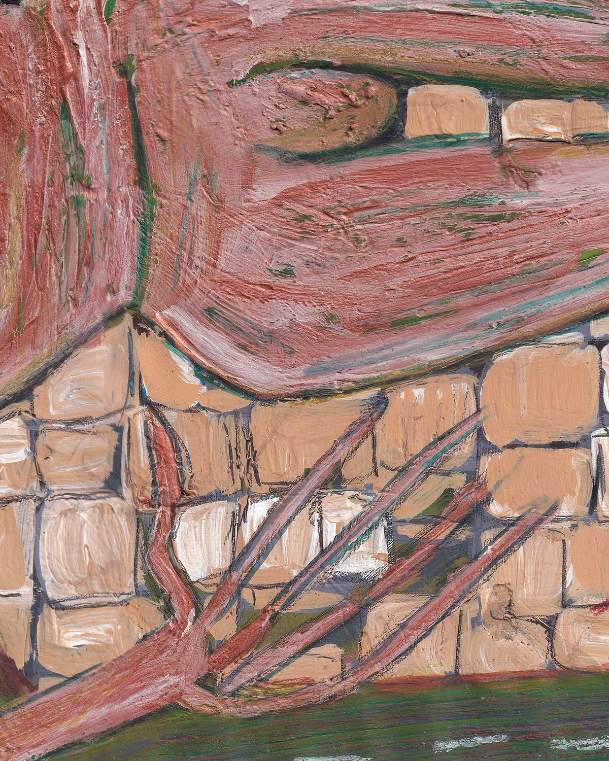 Abstract painting with brown and red tones